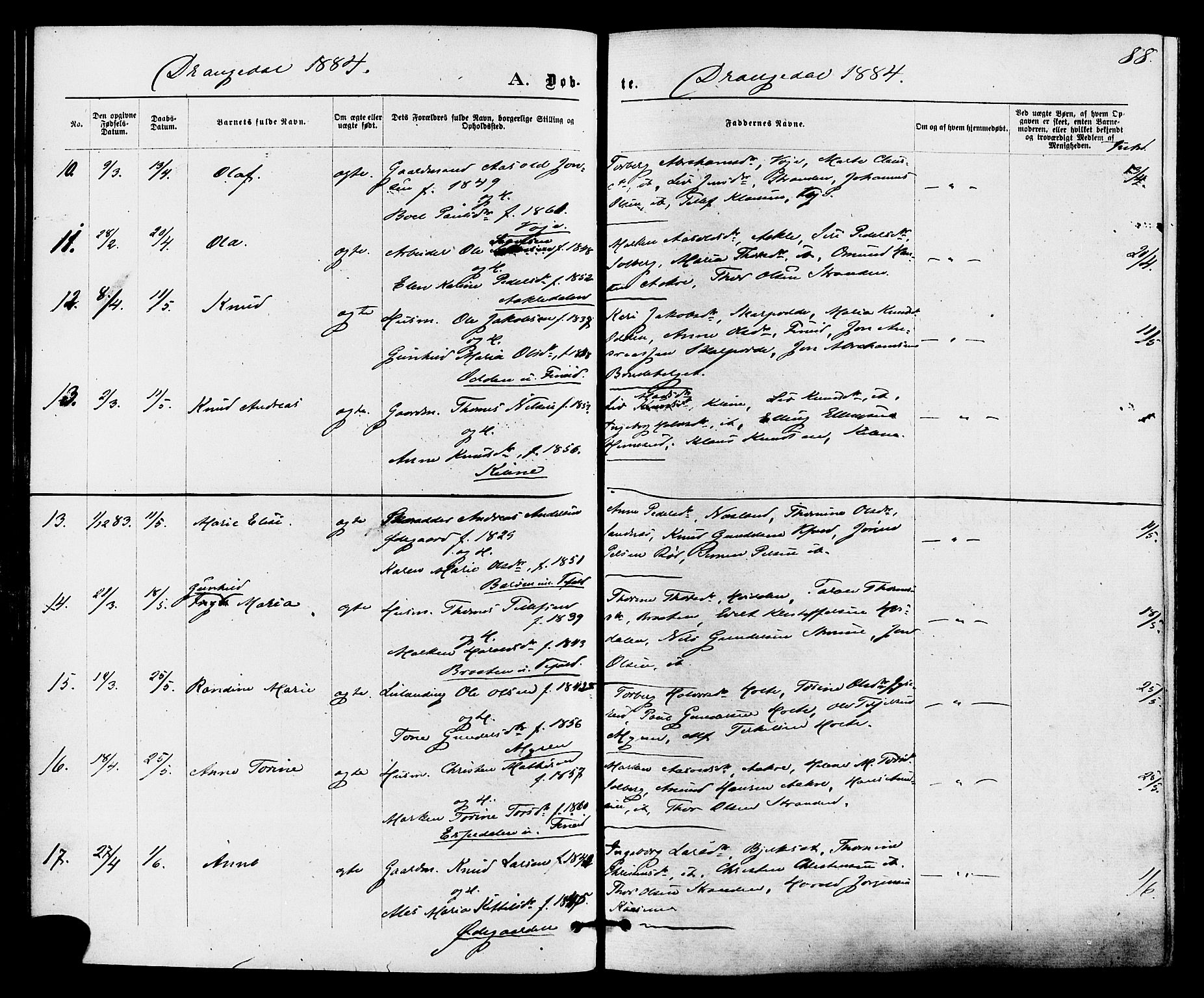Drangedal kirkebøker, SAKO/A-258/F/Fa/L0009: Parish register (official) no. 9 /1, 1872-1884, p. 88