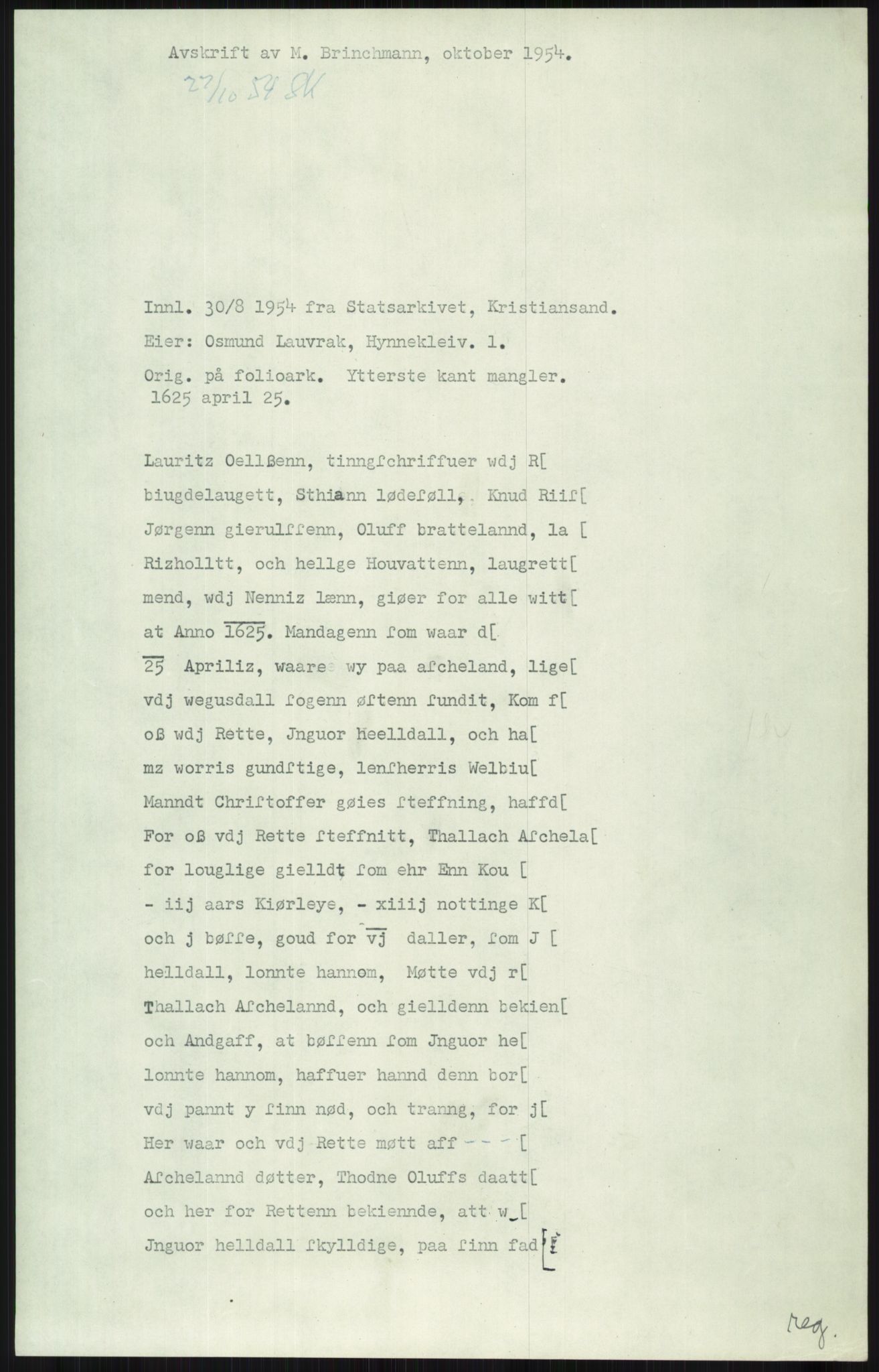 Samlinger til kildeutgivelse, Diplomavskriftsamlingen, AV/RA-EA-4053/H/Ha, p. 3085