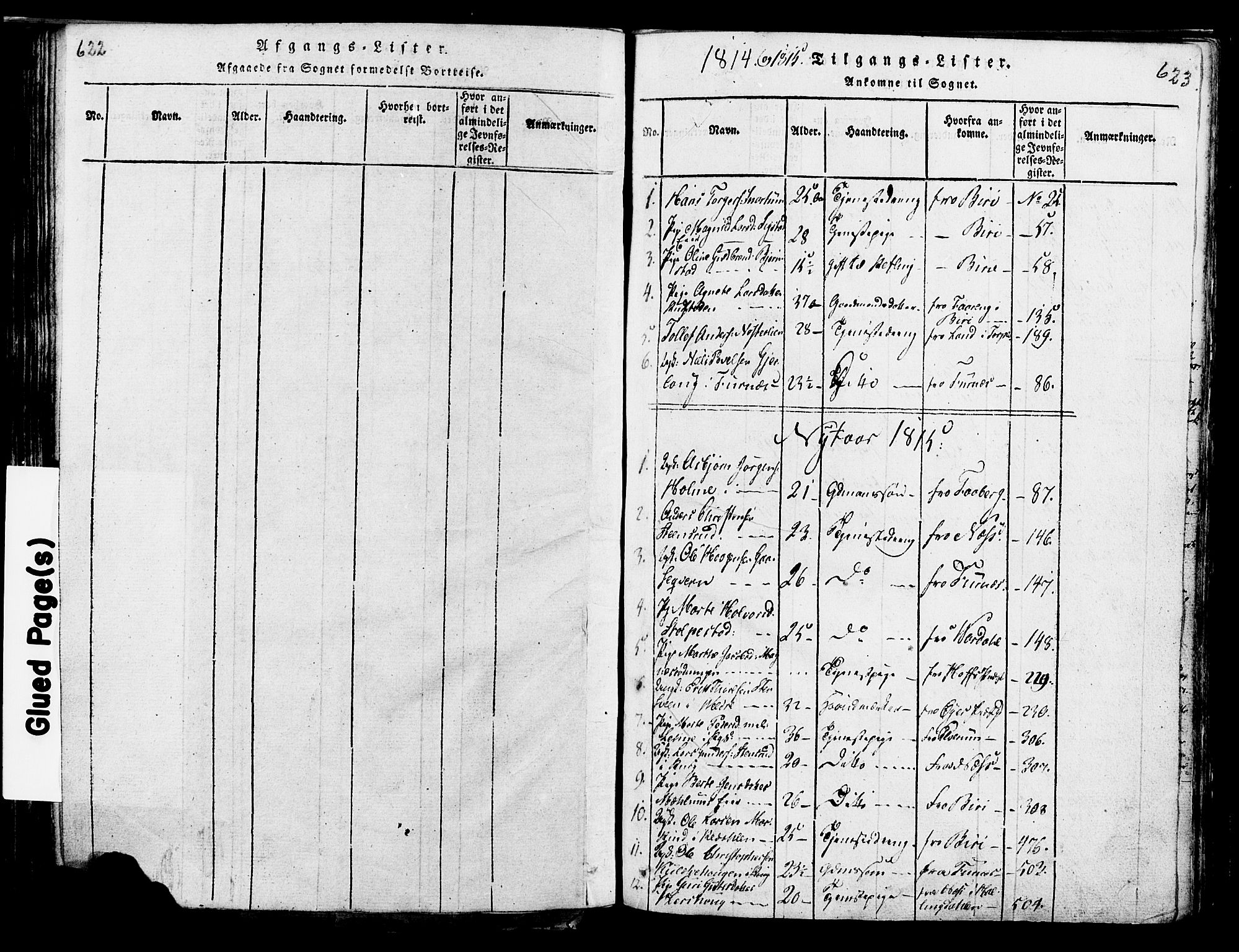 Ringsaker prestekontor, SAH/PREST-014/K/Ka/L0005: Parish register (official) no. 5, 1814-1826, p. 622-623