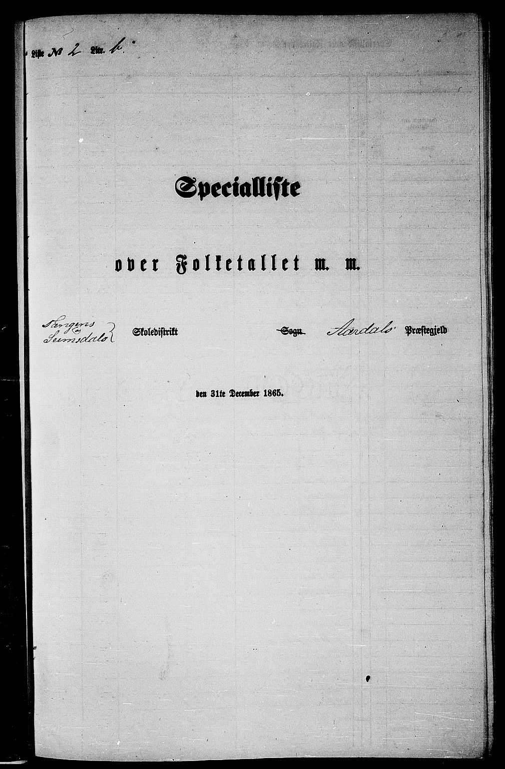 RA, 1865 census for Årdal, 1865, p. 38