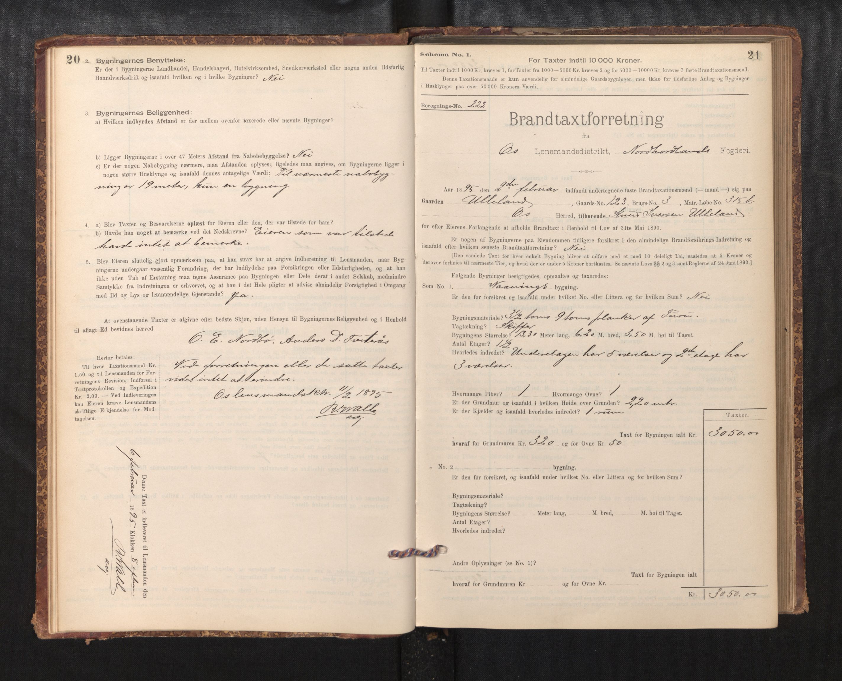 Lensmannen i Os, AV/SAB-A-34101/0012/L0008: Branntakstprotokoll, skjematakst, 1894-1915, p. 20-21