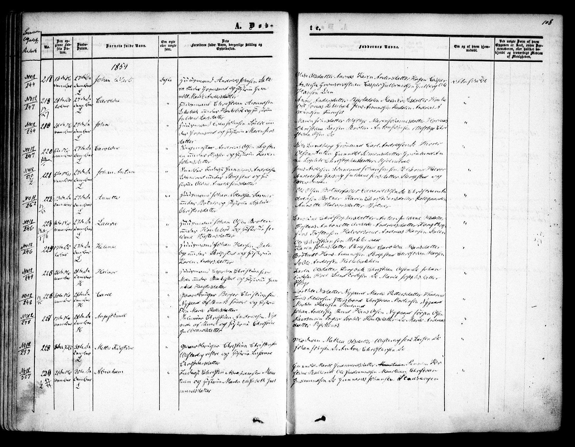 Høland prestekontor Kirkebøker, AV/SAO-A-10346a/F/Fa/L0010: Parish register (official) no. I 10, 1854-1861, p. 108