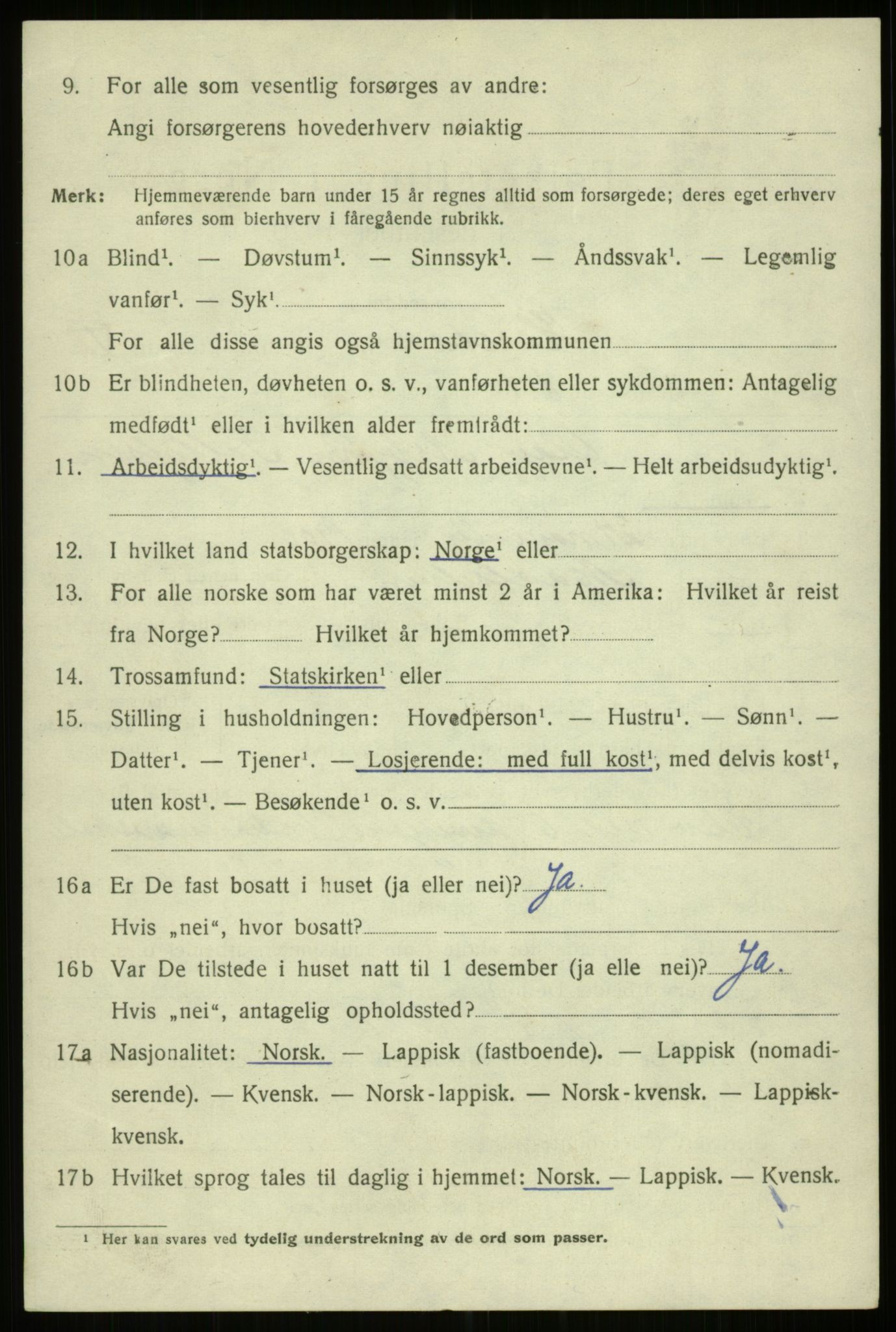 SATØ, 1920 census for Harstad, 1920, p. 9245