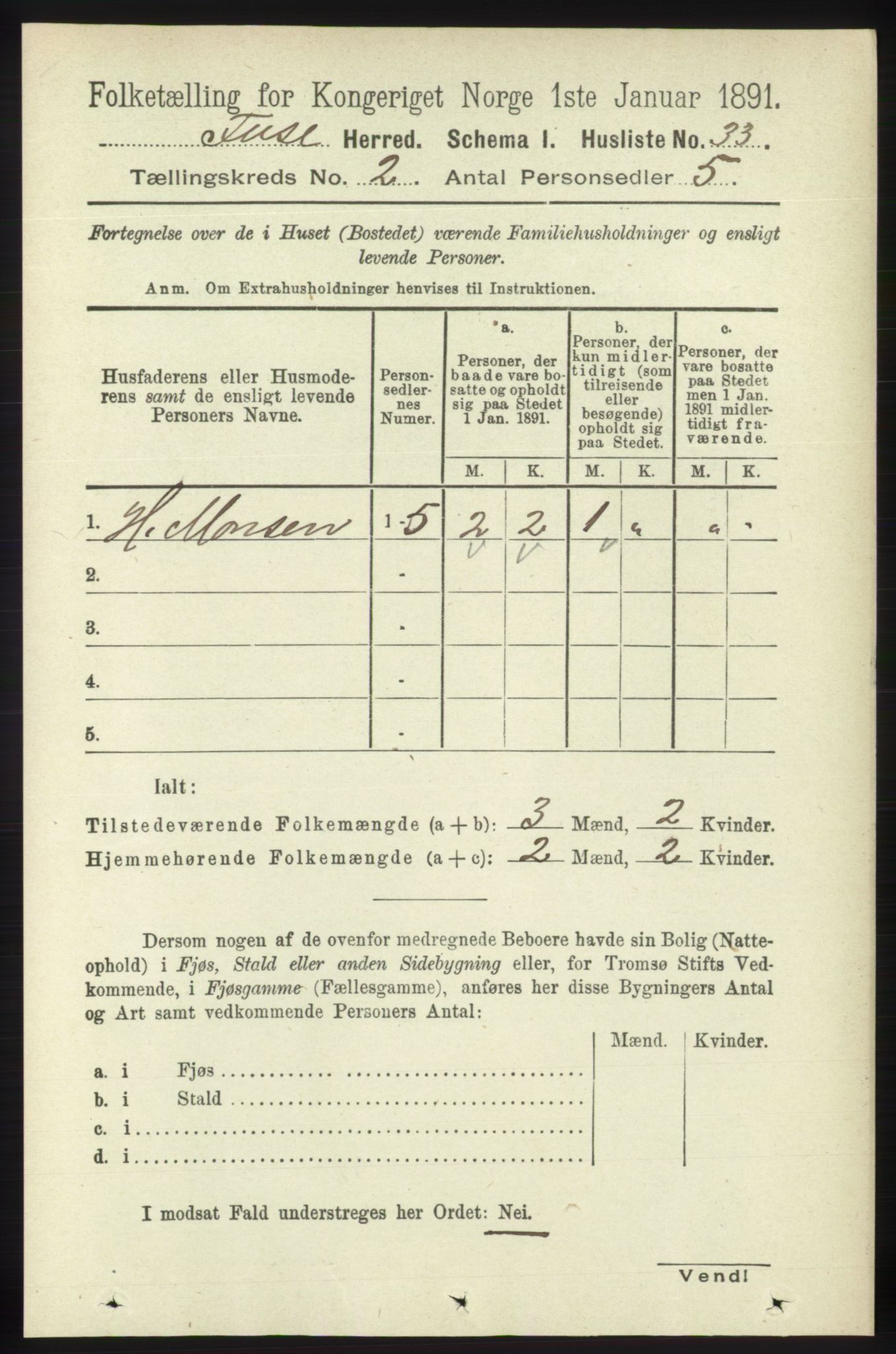 RA, 1891 census for 1241 Fusa, 1891, p. 297