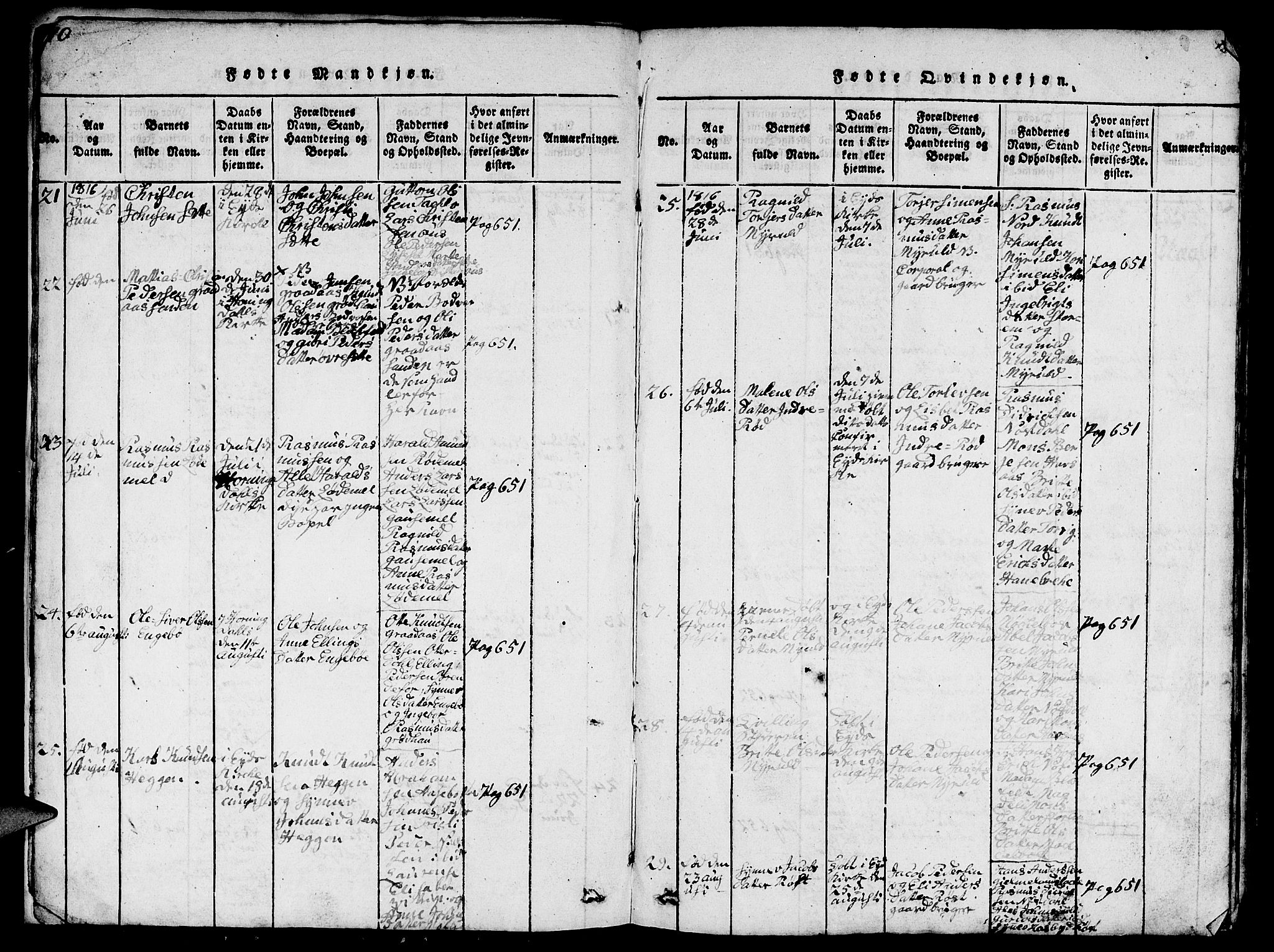 Eid sokneprestembete, SAB/A-82301/H/Hab/Haba/L0001: Parish register (copy) no. A 1, 1816-1862, p. 10-11