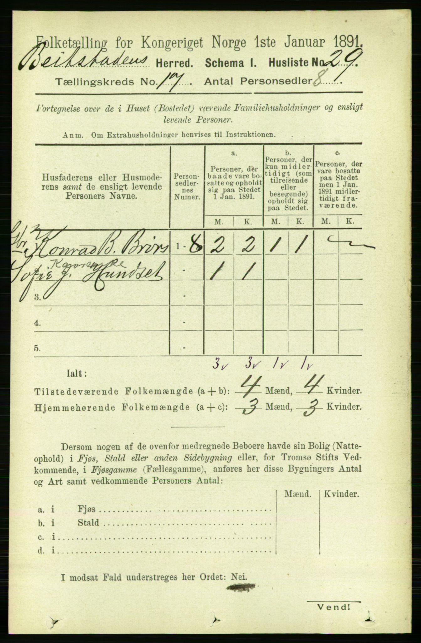 RA, 1891 census for 1727 Beitstad, 1891, p. 4351