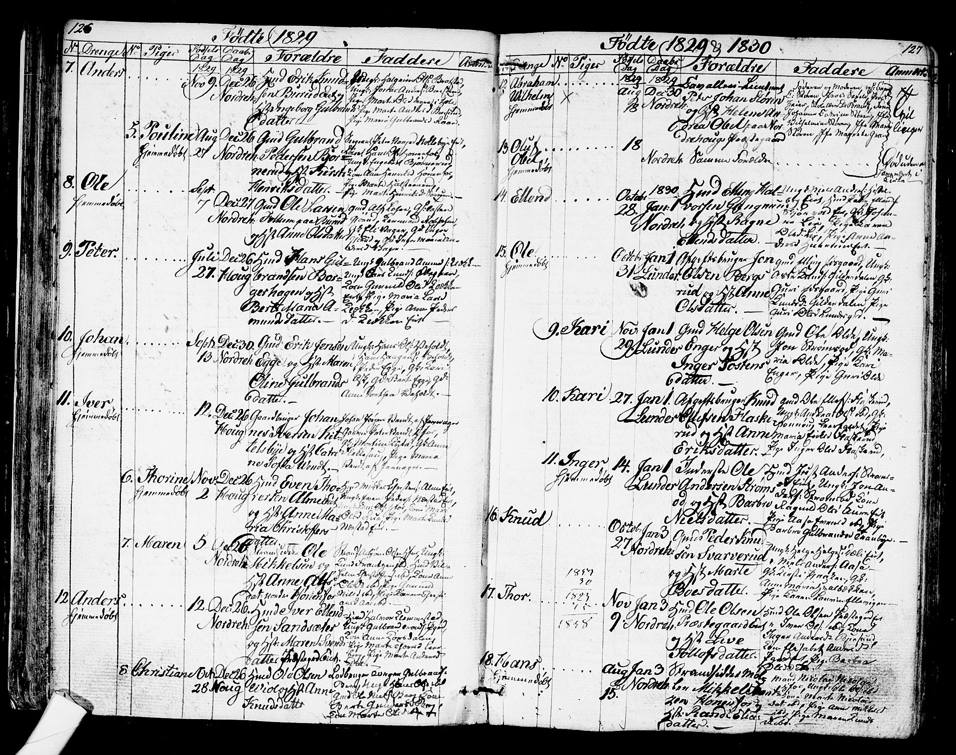 Norderhov kirkebøker, AV/SAKO-A-237/G/Ga/L0004: Parish register (copy) no. I 4, 1824-1849, p. 126-127