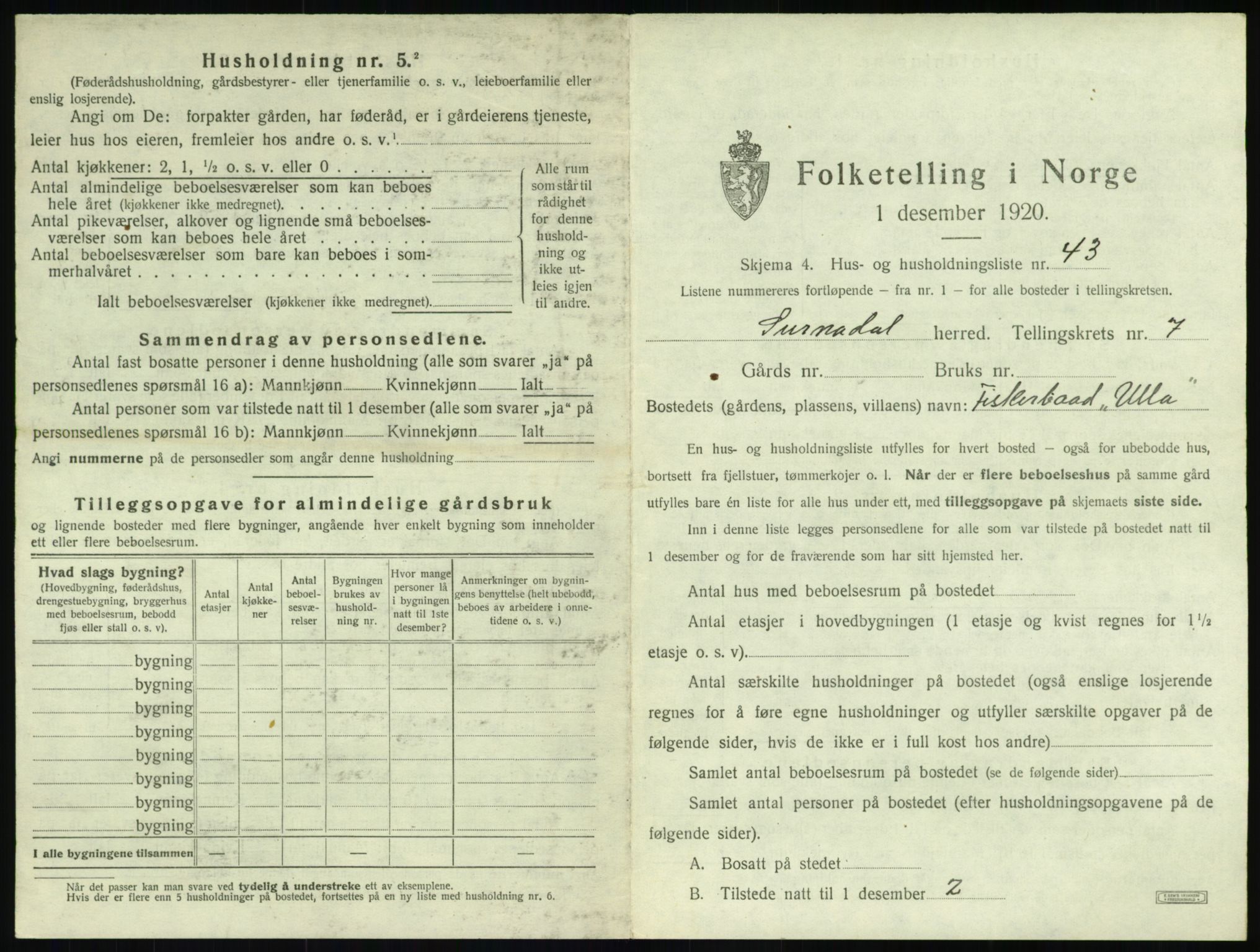 SAT, 1920 census for Surnadal, 1920, p. 797