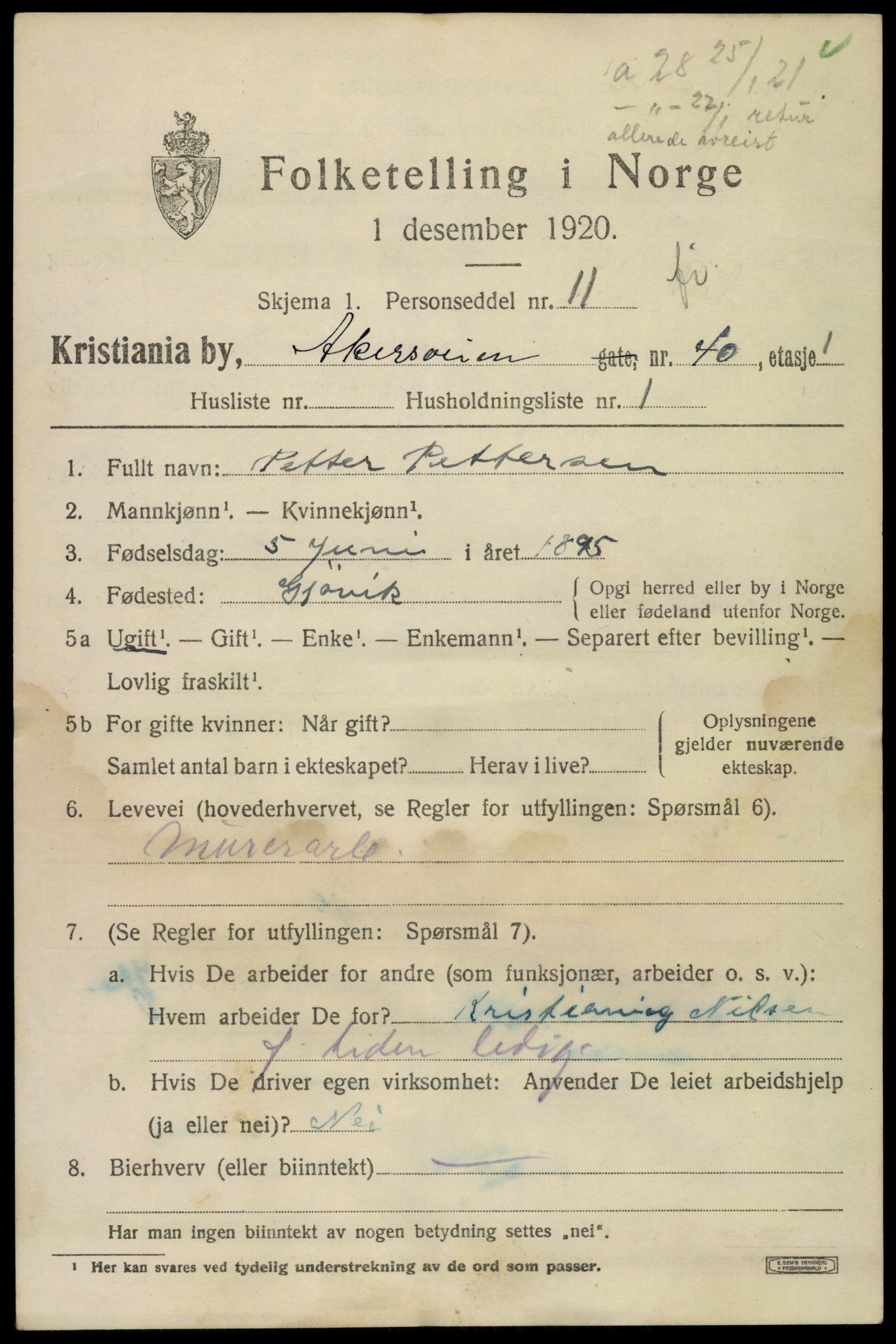 SAO, 1920 census for Kristiania, 1920, p. 140903