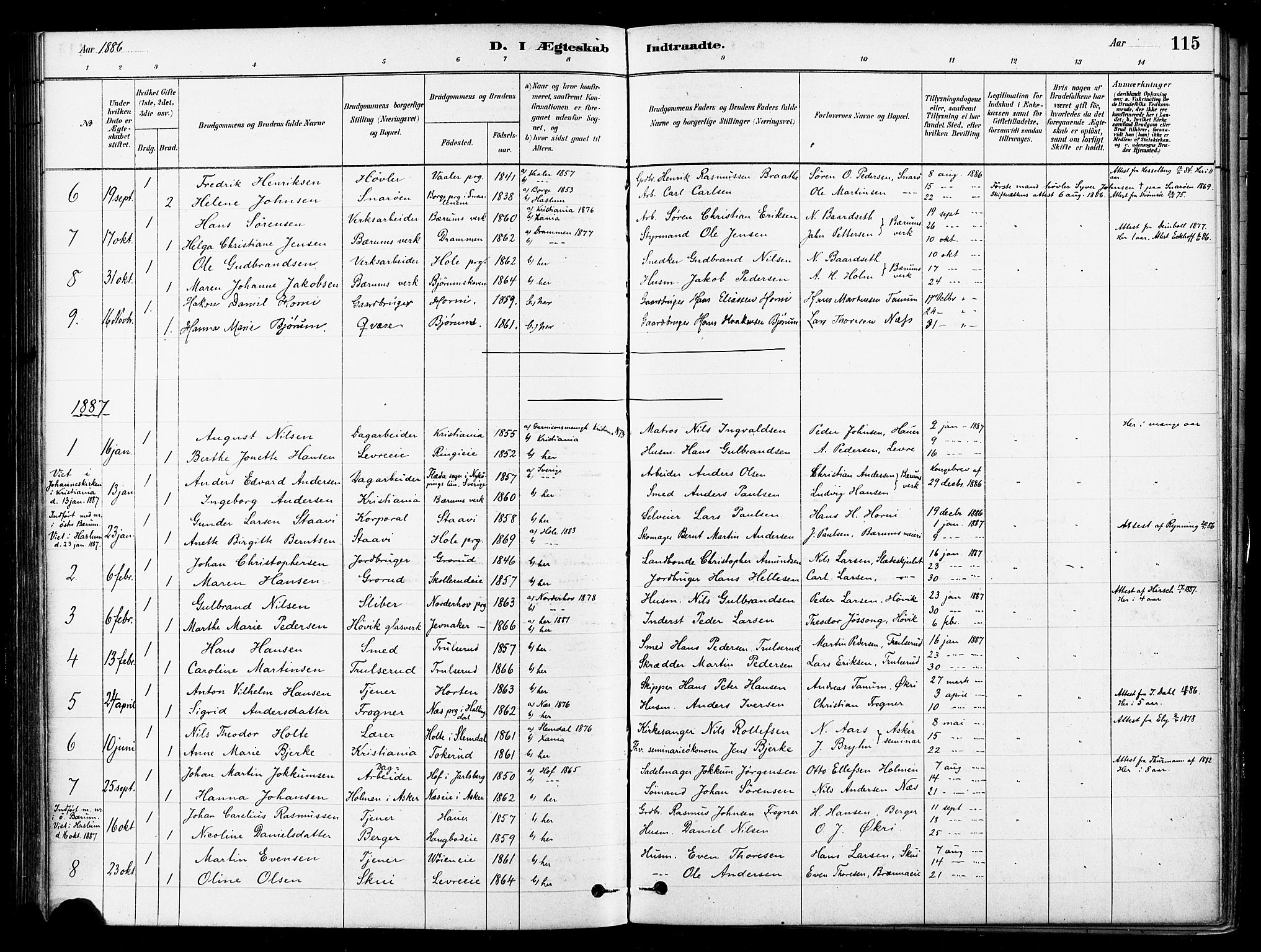 Asker prestekontor Kirkebøker, SAO/A-10256a/F/Fb/L0002: Parish register (official) no. II 2, 1879-1921, p. 115