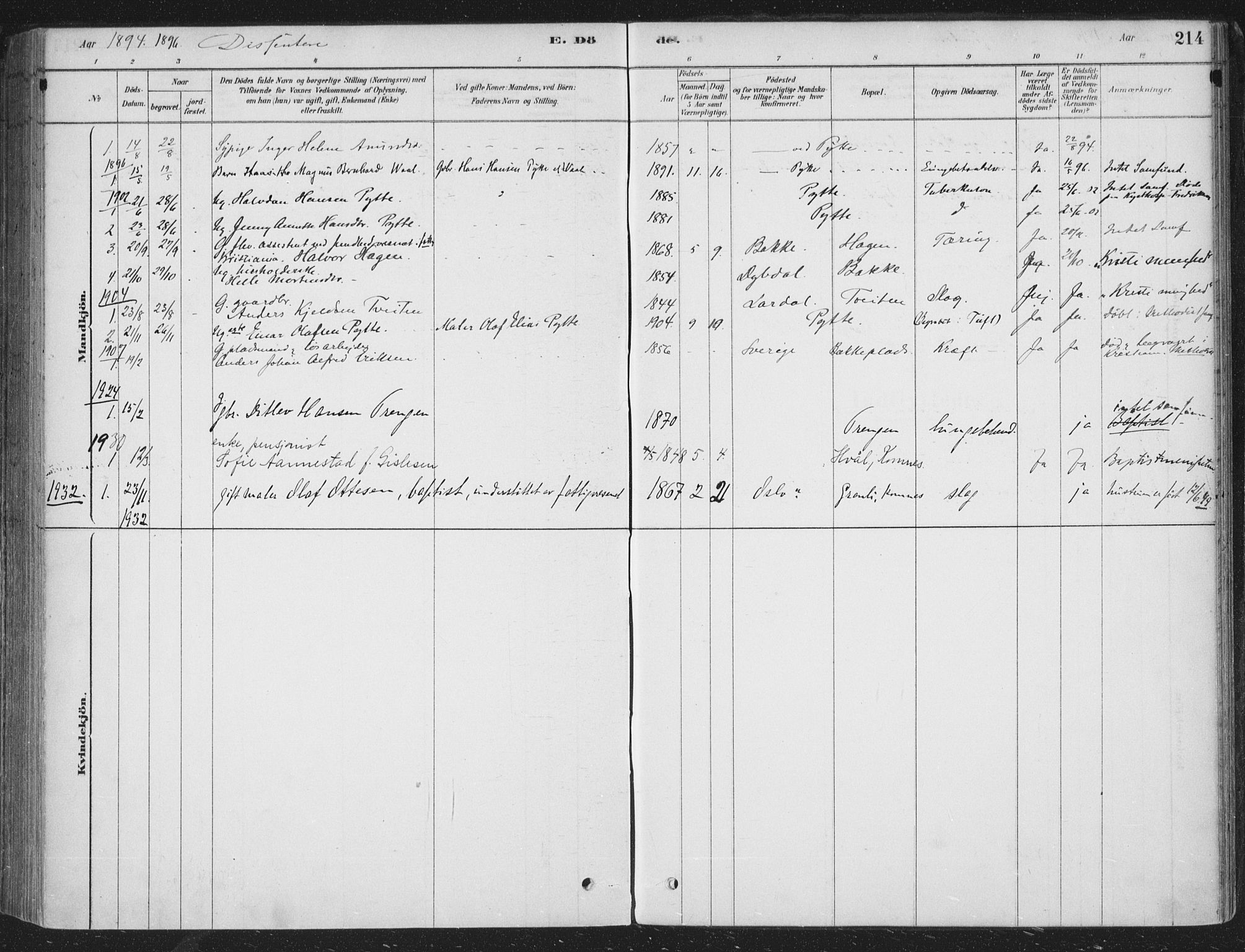 Sandsvær kirkebøker, SAKO/A-244/F/Fe/L0001: Parish register (official) no. V 1, 1878-1936, p. 214