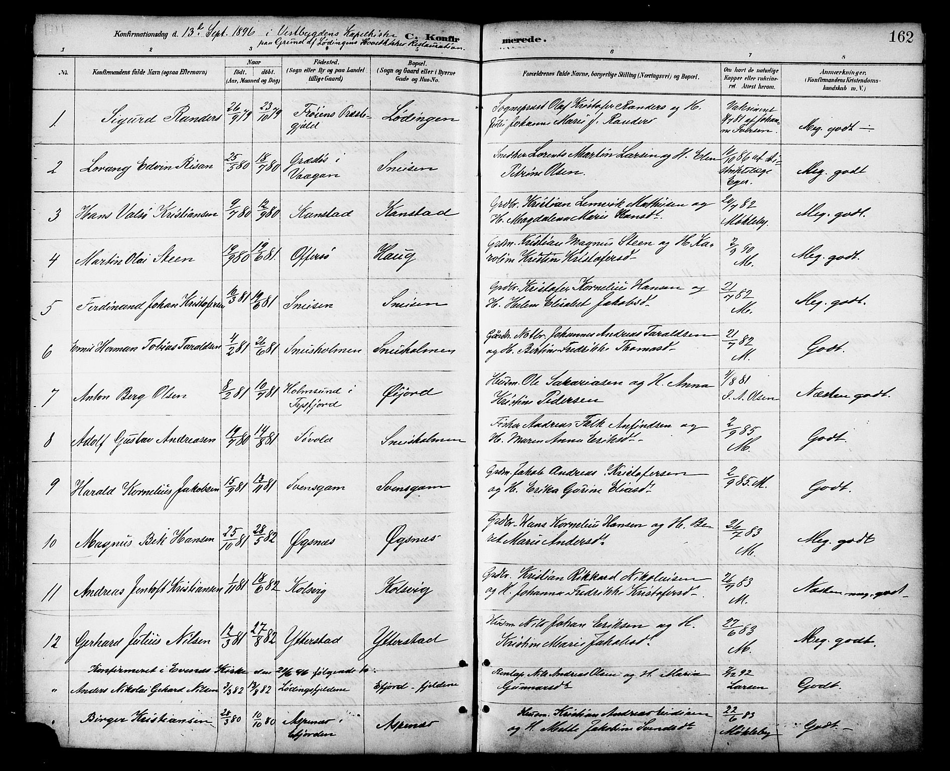 Ministerialprotokoller, klokkerbøker og fødselsregistre - Nordland, SAT/A-1459/872/L1035: Parish register (official) no. 872A10, 1884-1896, p. 162