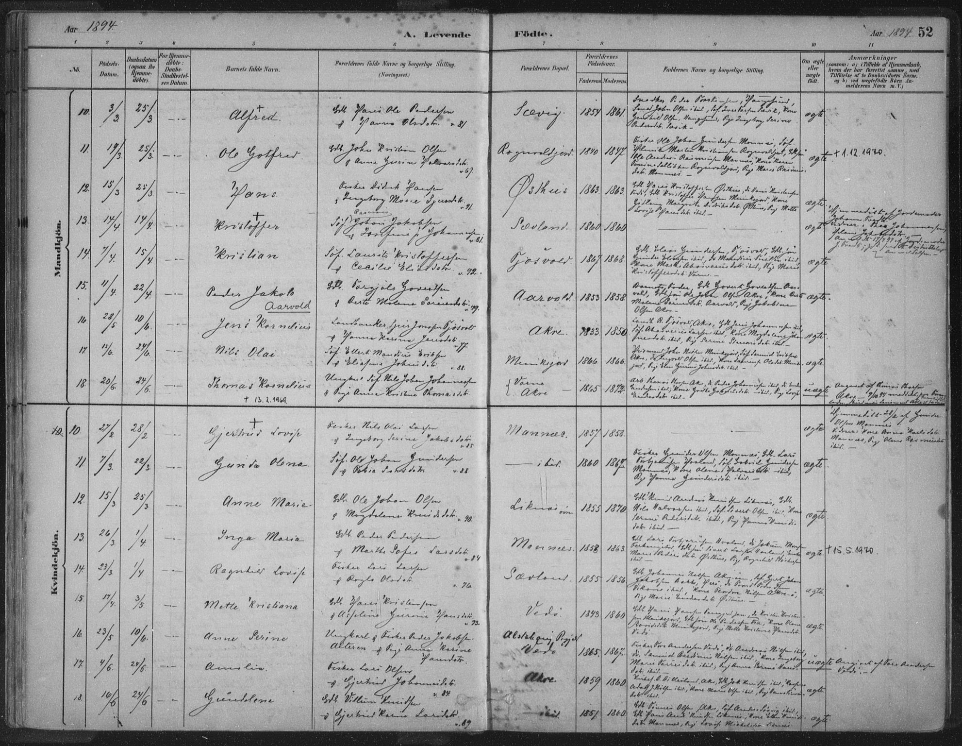 Kopervik sokneprestkontor, SAST/A-101850/H/Ha/Haa/L0004: Parish register (official) no. A 4, 1882-1905, p. 52