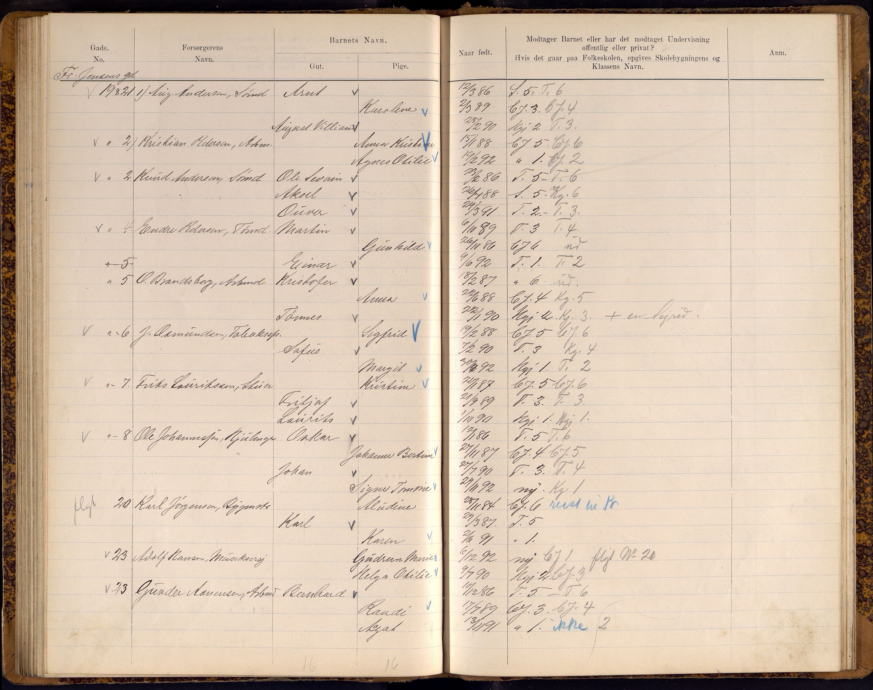 Kristiansand By - Skolekommisjonen/ -Styret, ARKSOR/1001KG510/J/Jb/L0009: Barnetelling, 1899