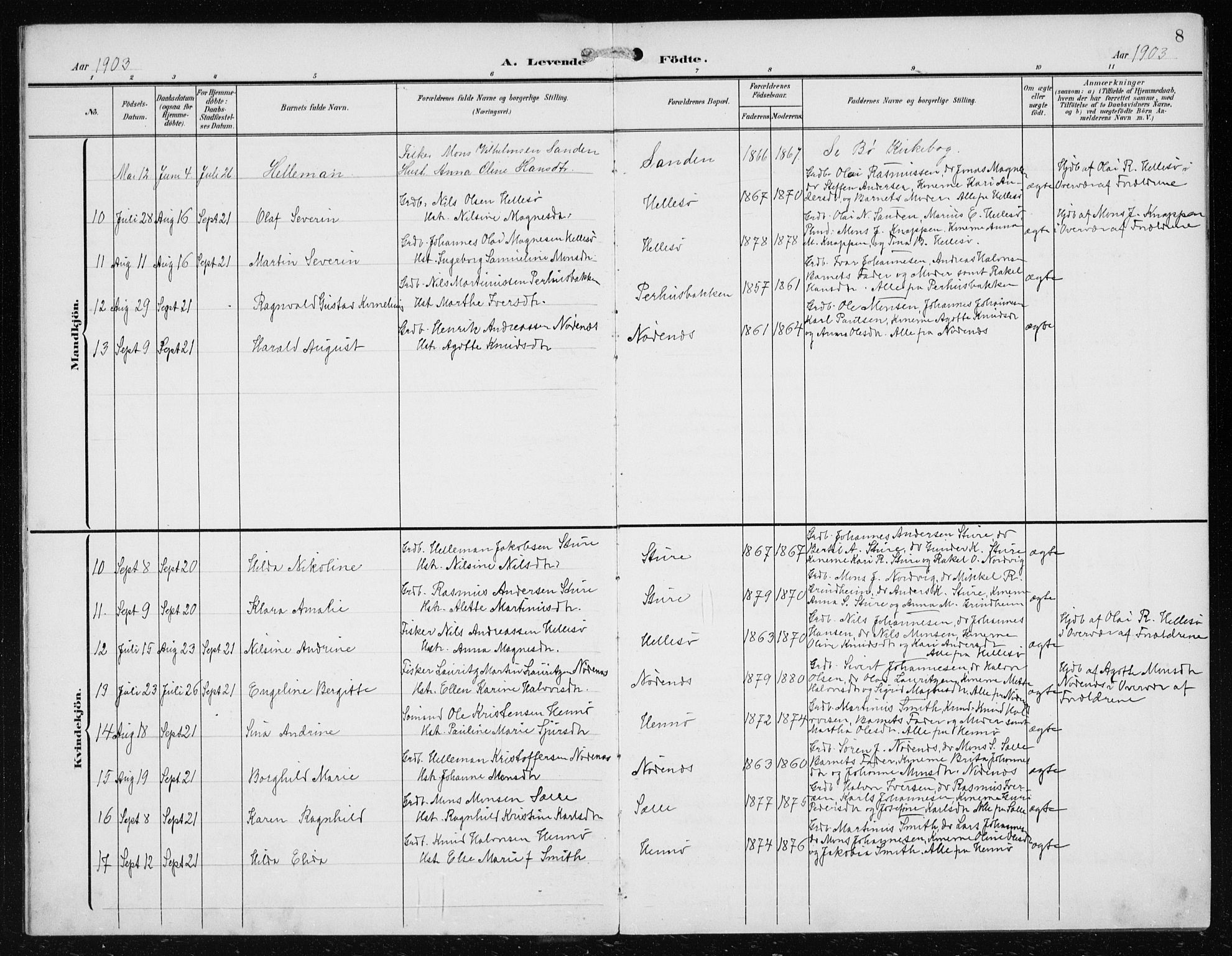 Herdla Sokneprestembete, AV/SAB-A-75701/H/Haa: Parish register (official) no. B 1, 1902-1921, p. 8