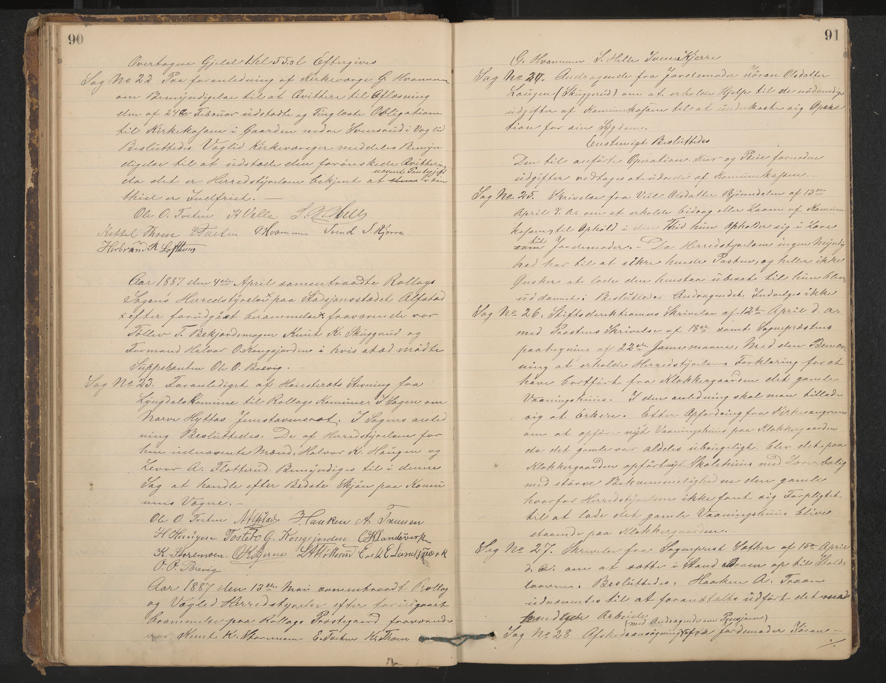 Rollag formannskap og sentraladministrasjon, IKAK/0632021-2/A/Aa/L0003: Møtebok, 1884-1897, p. 90-91