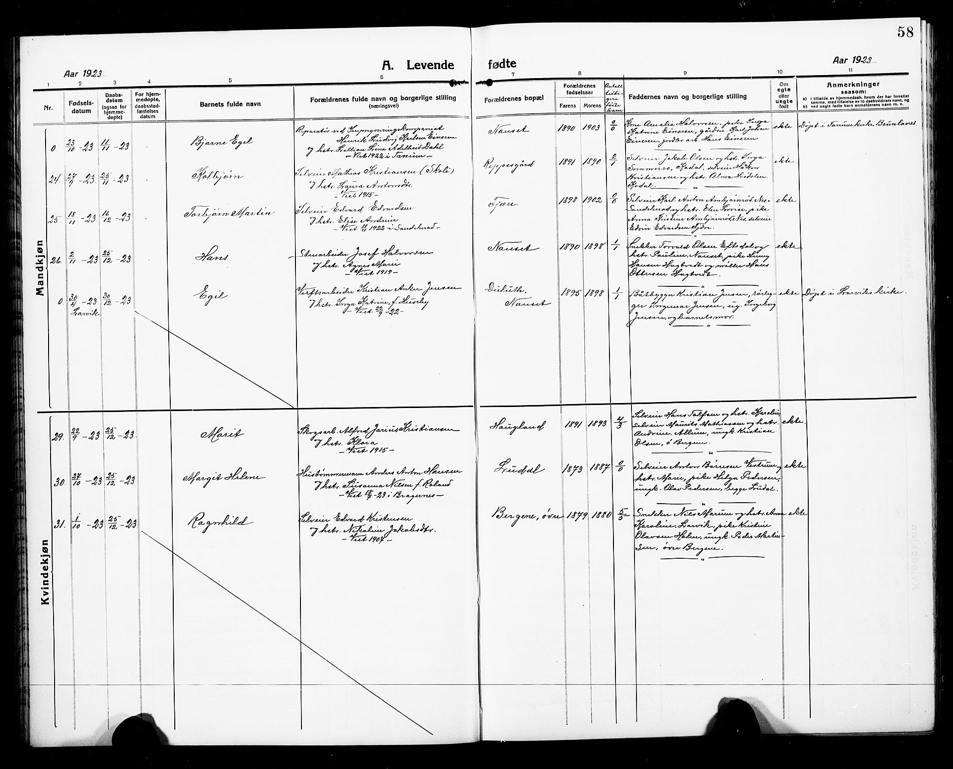 Hedrum kirkebøker, AV/SAKO-A-344/G/Ga/L0005: Parish register (copy) no. I 5, 1916-1930, p. 58