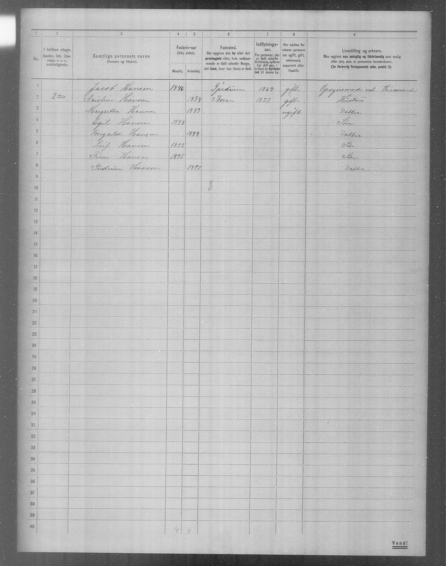 OBA, Municipal Census 1904 for Kristiania, 1904, p. 11700