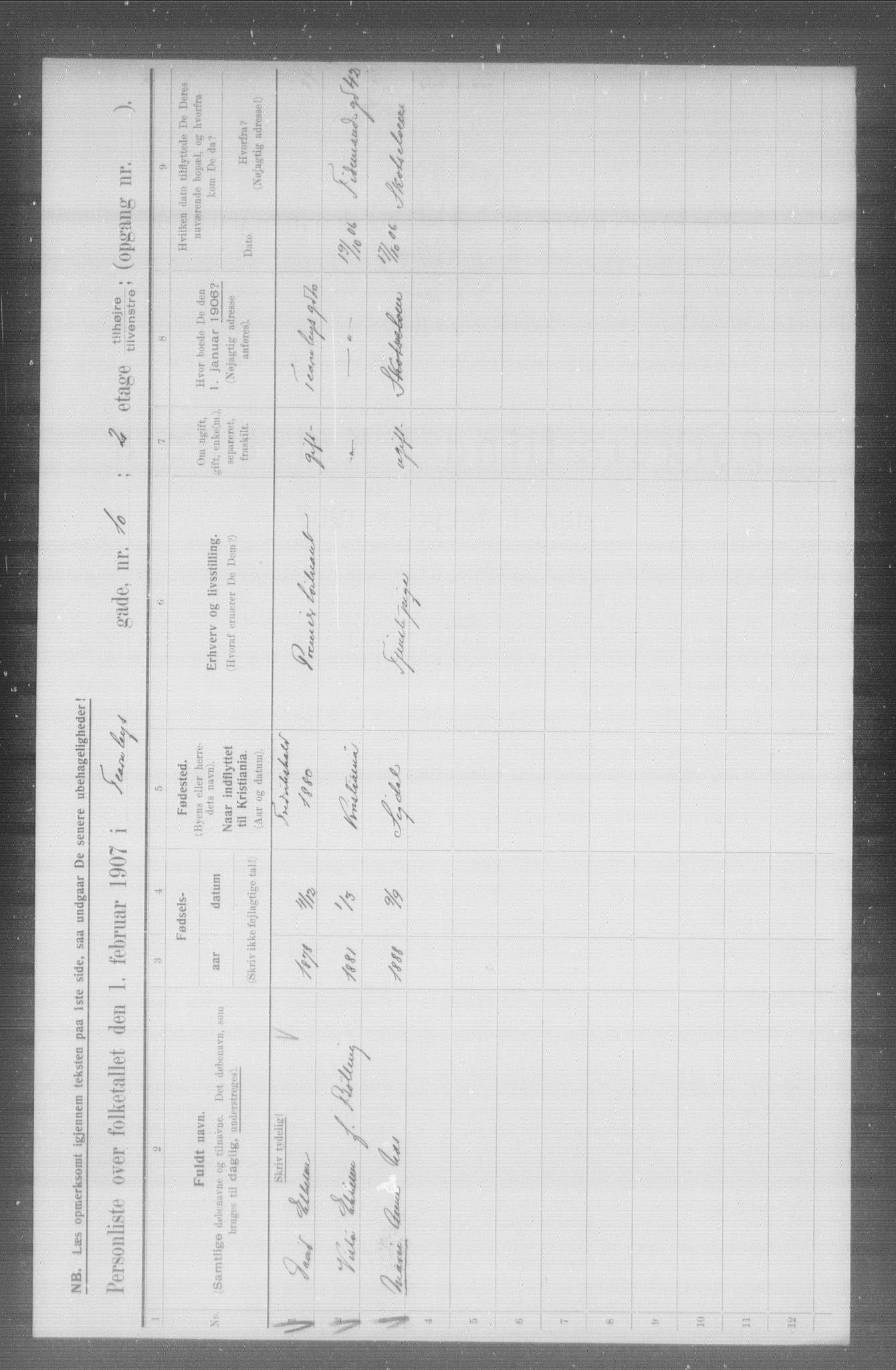 OBA, Municipal Census 1907 for Kristiania, 1907, p. 12129