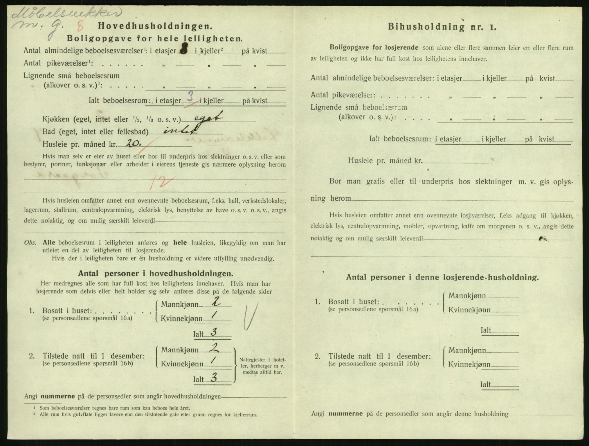 SAH, 1920 census for Lillehammer, 1920, p. 2745