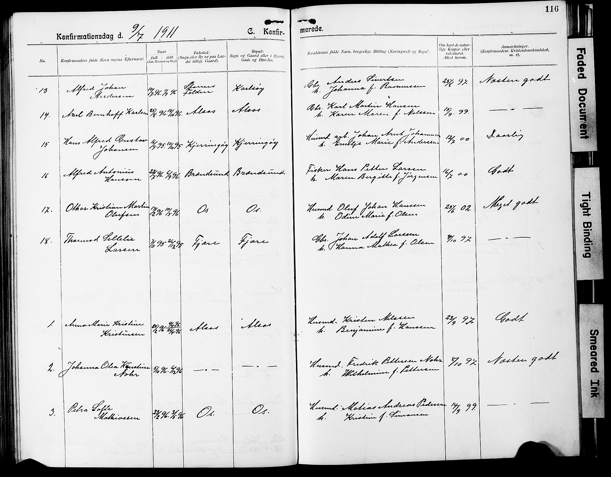 Ministerialprotokoller, klokkerbøker og fødselsregistre - Nordland, SAT/A-1459/803/L0077: Parish register (copy) no. 803C04, 1897-1930, p. 116
