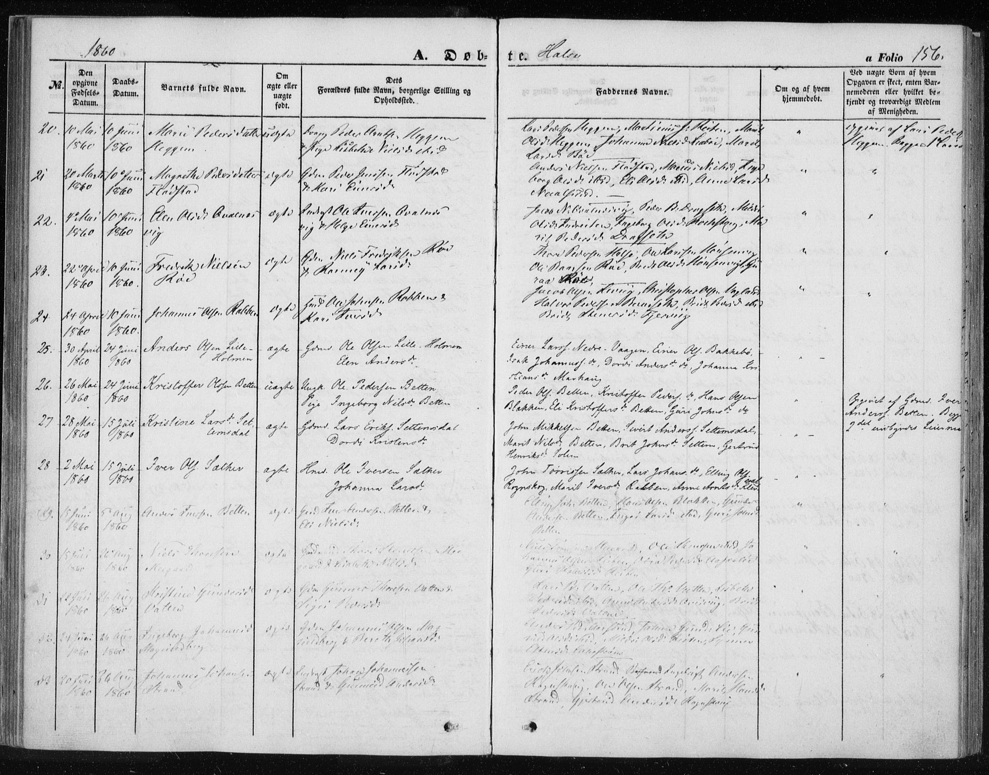 Ministerialprotokoller, klokkerbøker og fødselsregistre - Møre og Romsdal, AV/SAT-A-1454/576/L0883: Parish register (official) no. 576A01, 1849-1865, p. 156