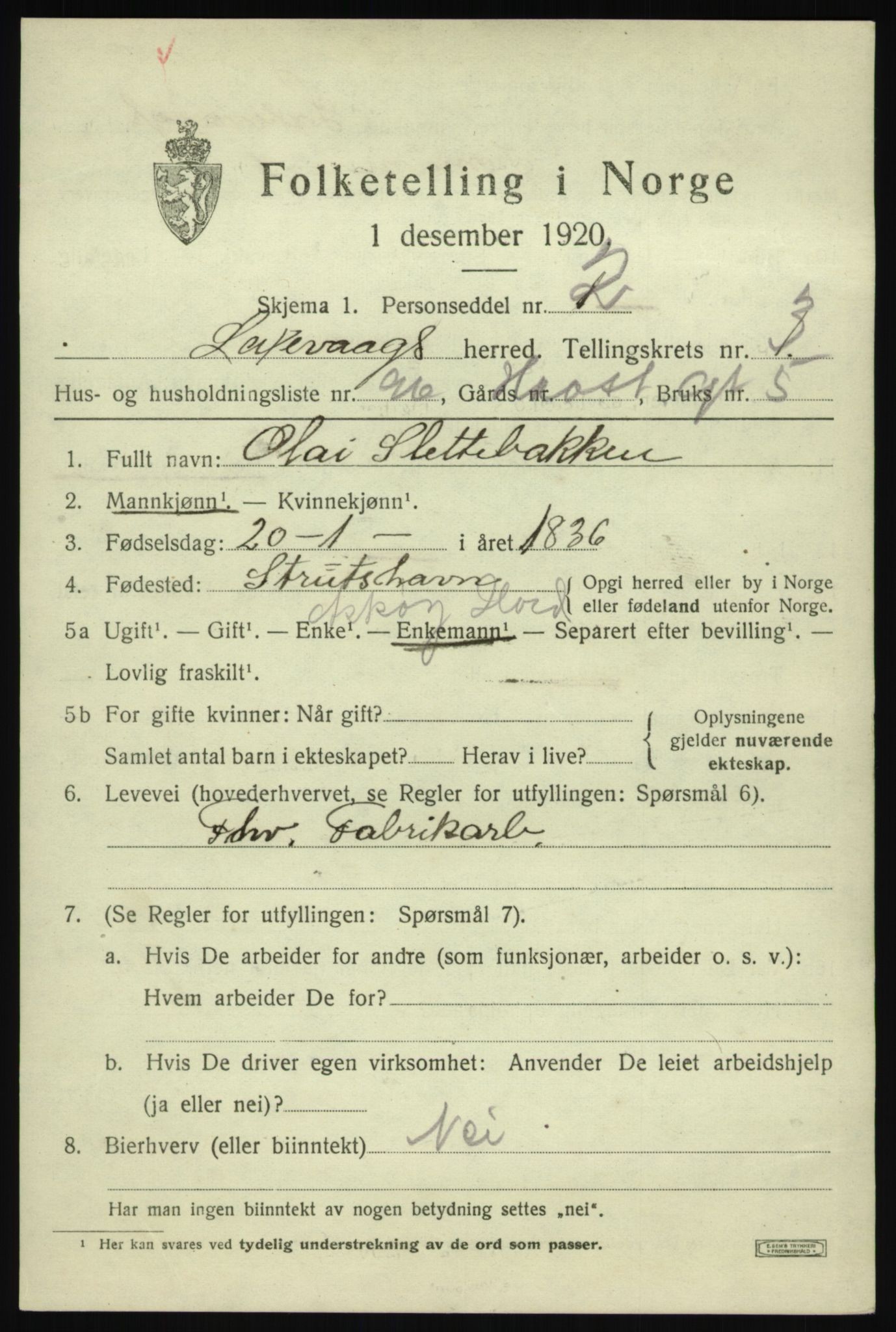 SAB, 1920 census for Laksevåg, 1920, p. 10996