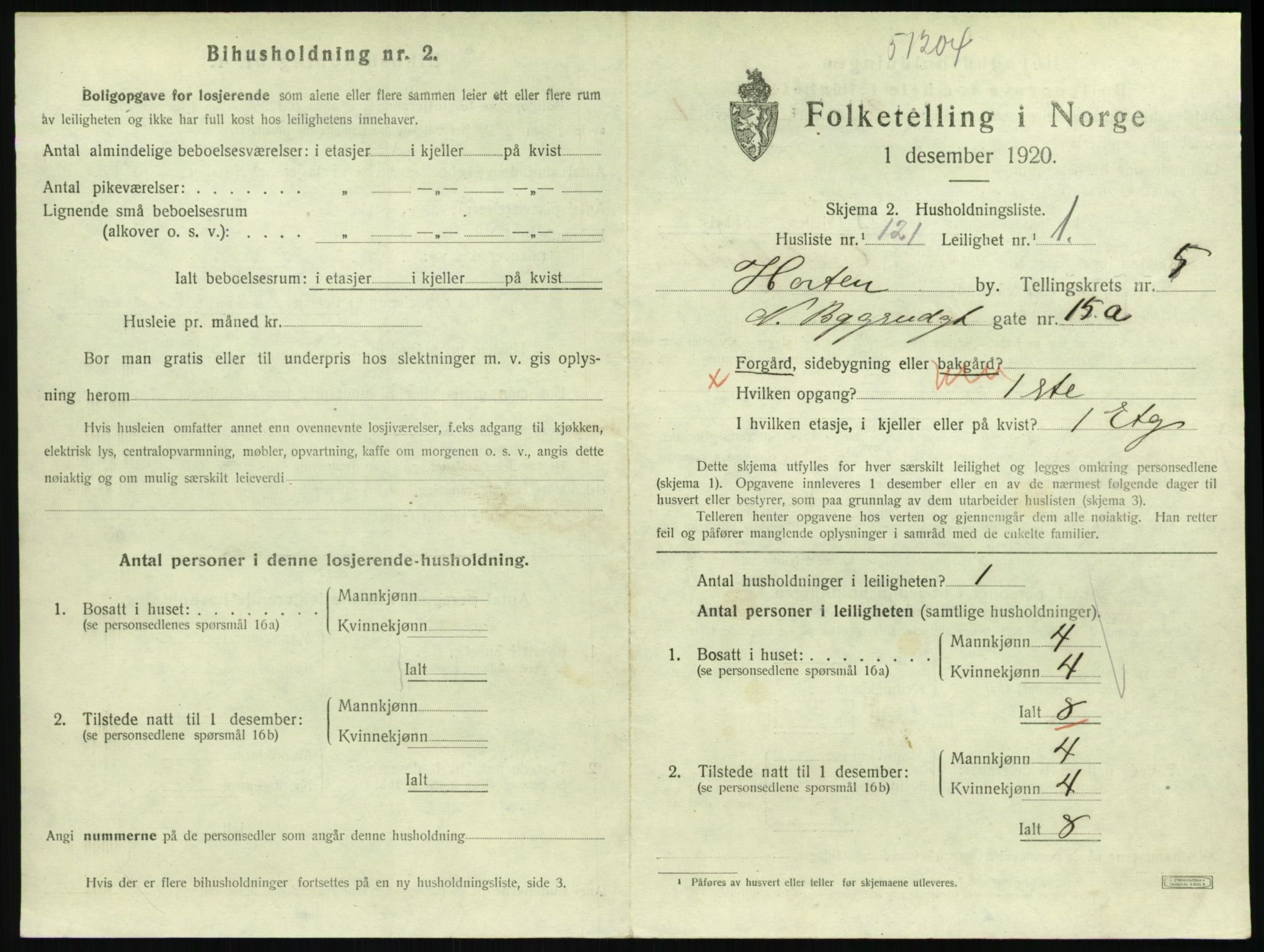 SAKO, 1920 census for Horten, 1920, p. 6089