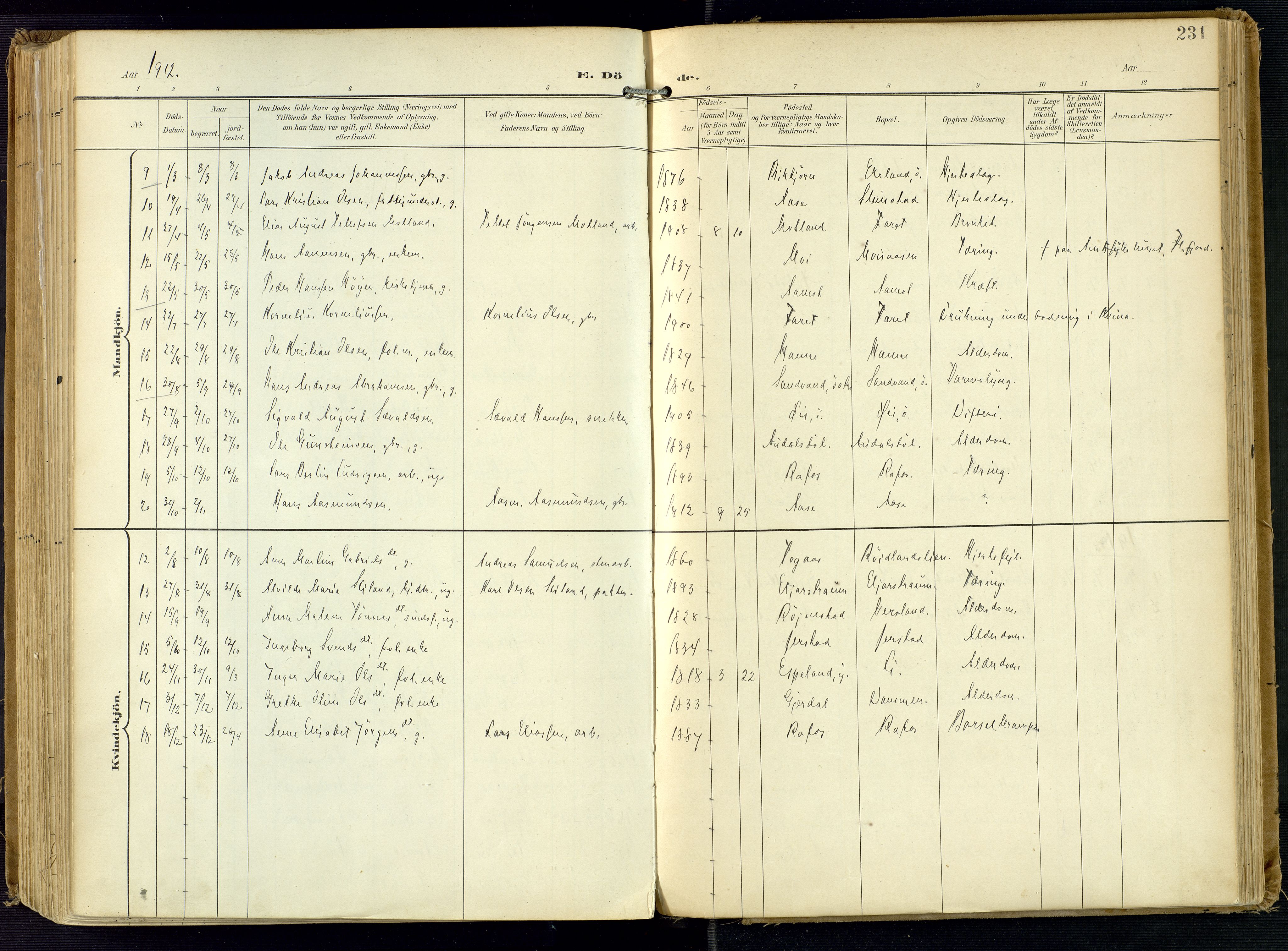 Kvinesdal sokneprestkontor, AV/SAK-1111-0026/F/Fa/Fab/L0009: Parish register (official) no. A 9, 1898-1915, p. 231