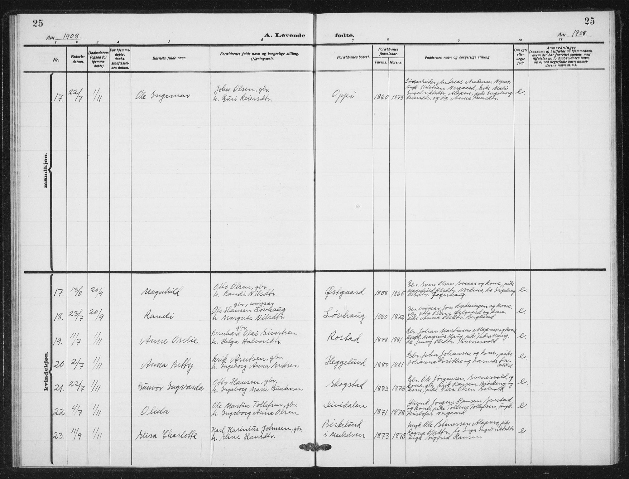 Målselv sokneprestembete, AV/SATØ-S-1311/G/Ga/Gab/L0012klokker: Parish register (copy) no. 12, 1900-1936, p. 25