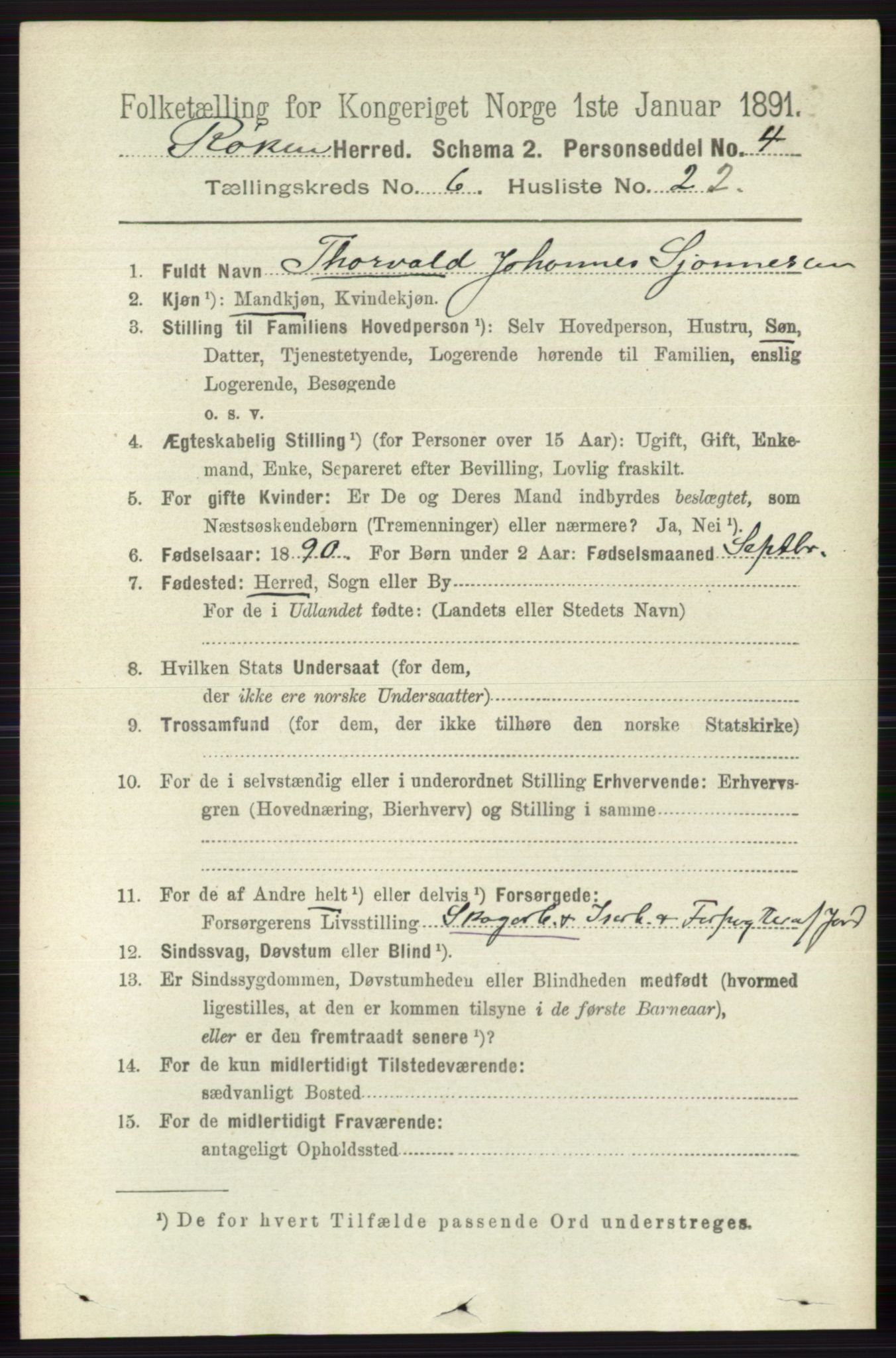 RA, 1891 census for 0627 Røyken, 1891, p. 3751