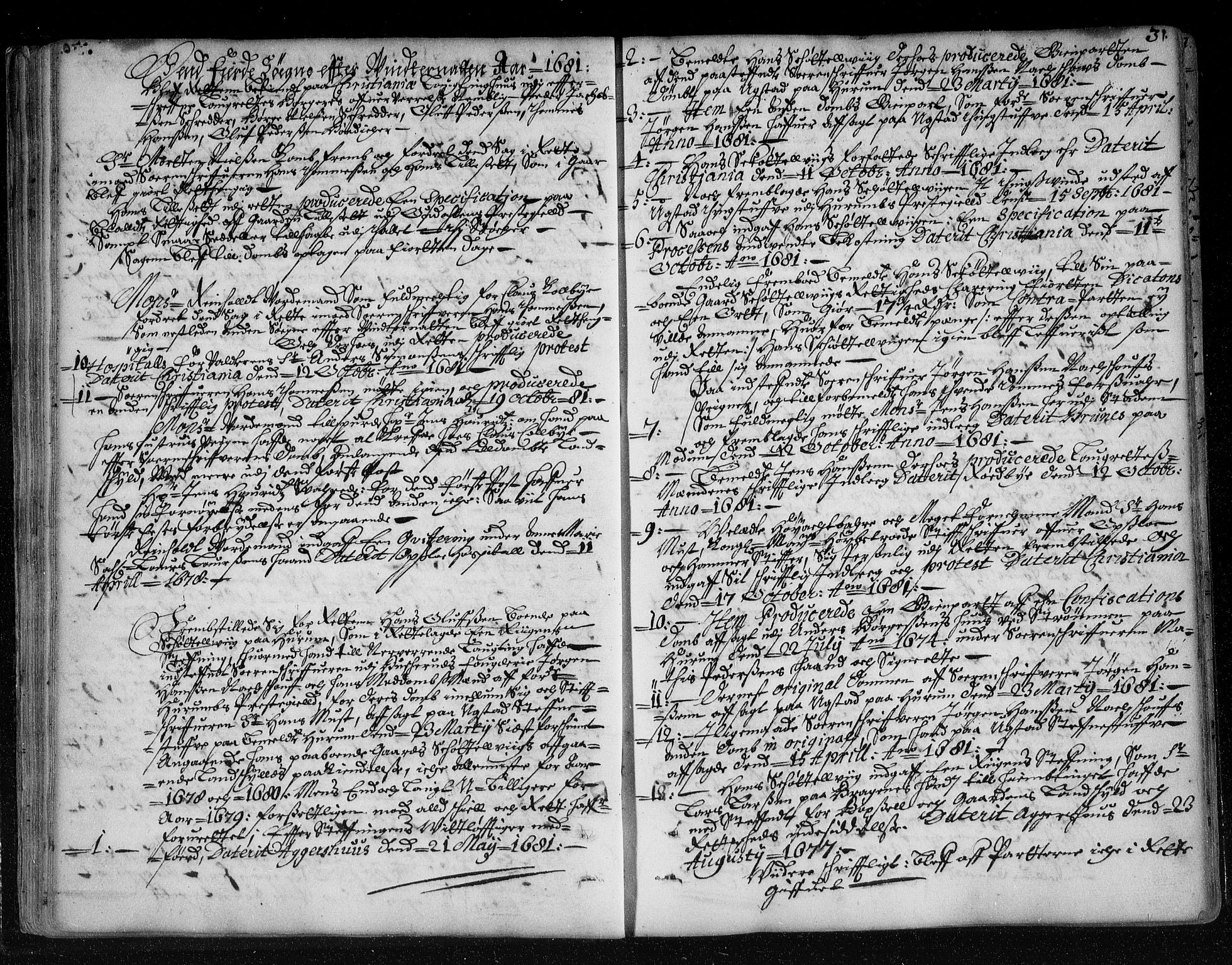 Christiania lagting, AV/SAO-A-11131/F/Fa/L0008: Tingbok, 1680-1689, p. 30b-31a