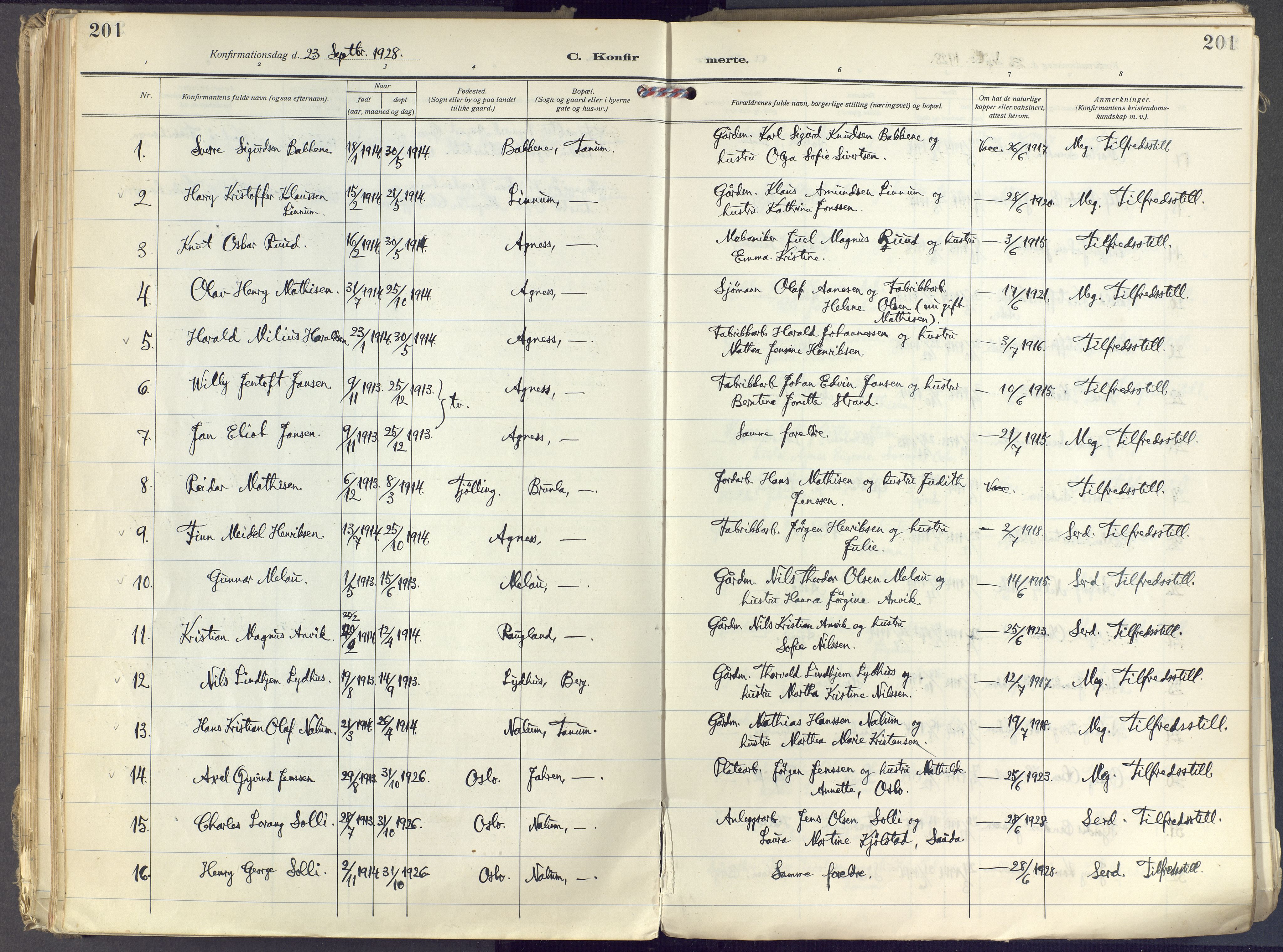 Brunlanes kirkebøker, SAKO/A-342/F/Fc/L0004: Parish register (official) no. III 4, 1923-1943, p. 201