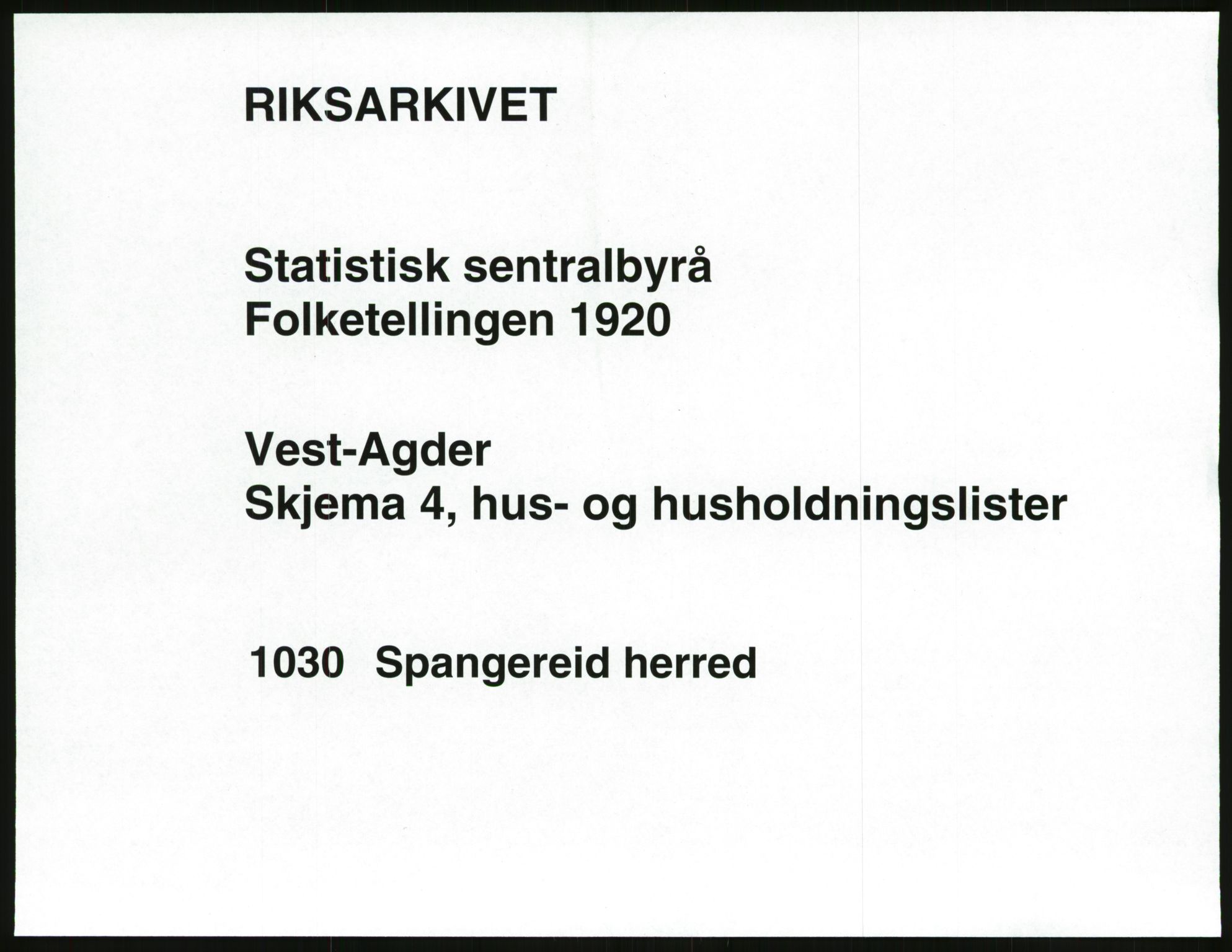 SAK, 1920 census for Spangereid, 1920, p. 49