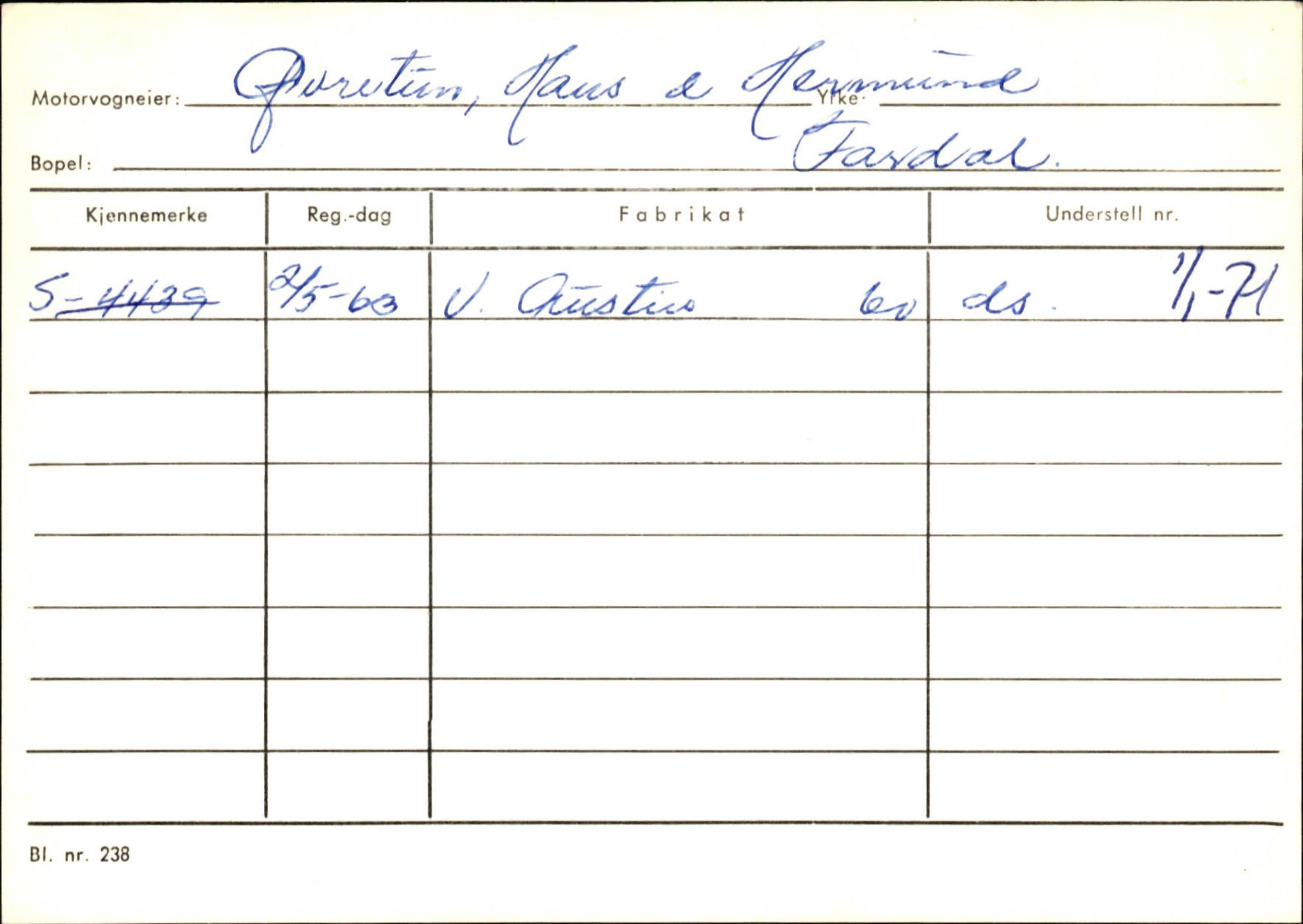 Statens vegvesen, Sogn og Fjordane vegkontor, AV/SAB-A-5301/4/F/L0125: Eigarregister Sogndal V-Å. Aurland A-Å. Fjaler A-N, 1945-1975, p. 278