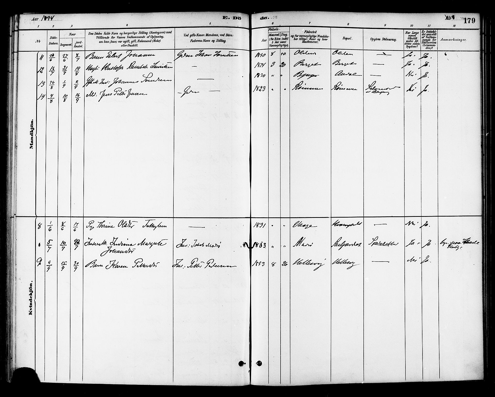 Ministerialprotokoller, klokkerbøker og fødselsregistre - Sør-Trøndelag, AV/SAT-A-1456/654/L0663: Parish register (official) no. 654A01, 1880-1894, p. 179