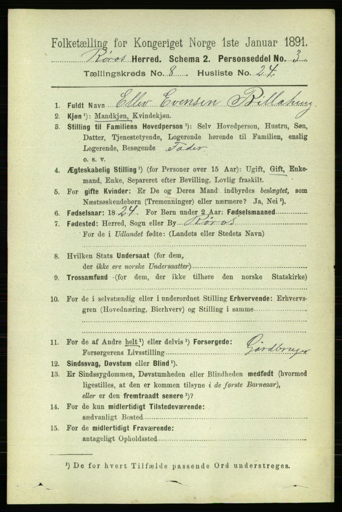 RA, 1891 census for 1640 Røros, 1891, p. 1774