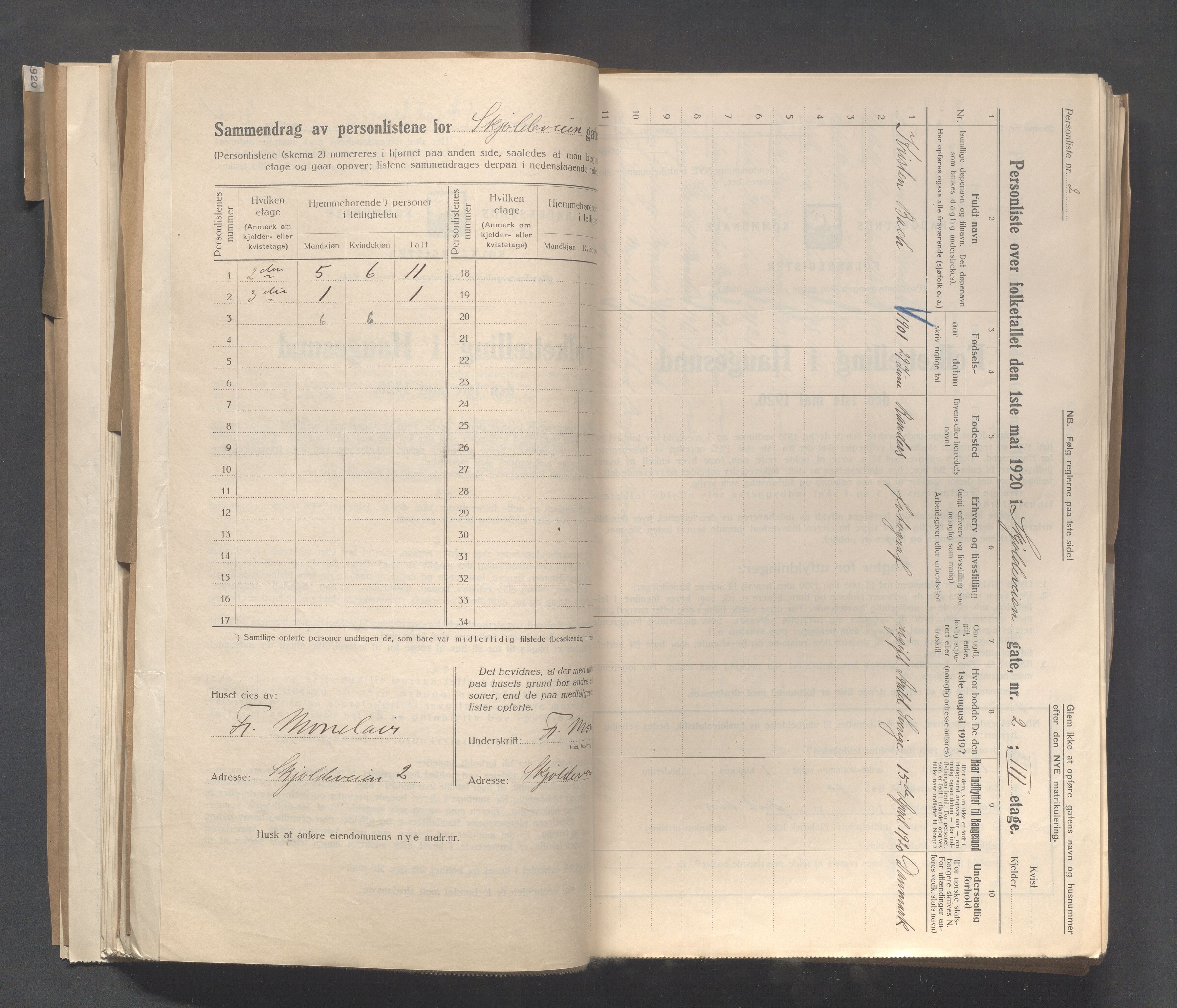 IKAR, Local census 1.5.1920 for Haugesund, 1920, p. 3771