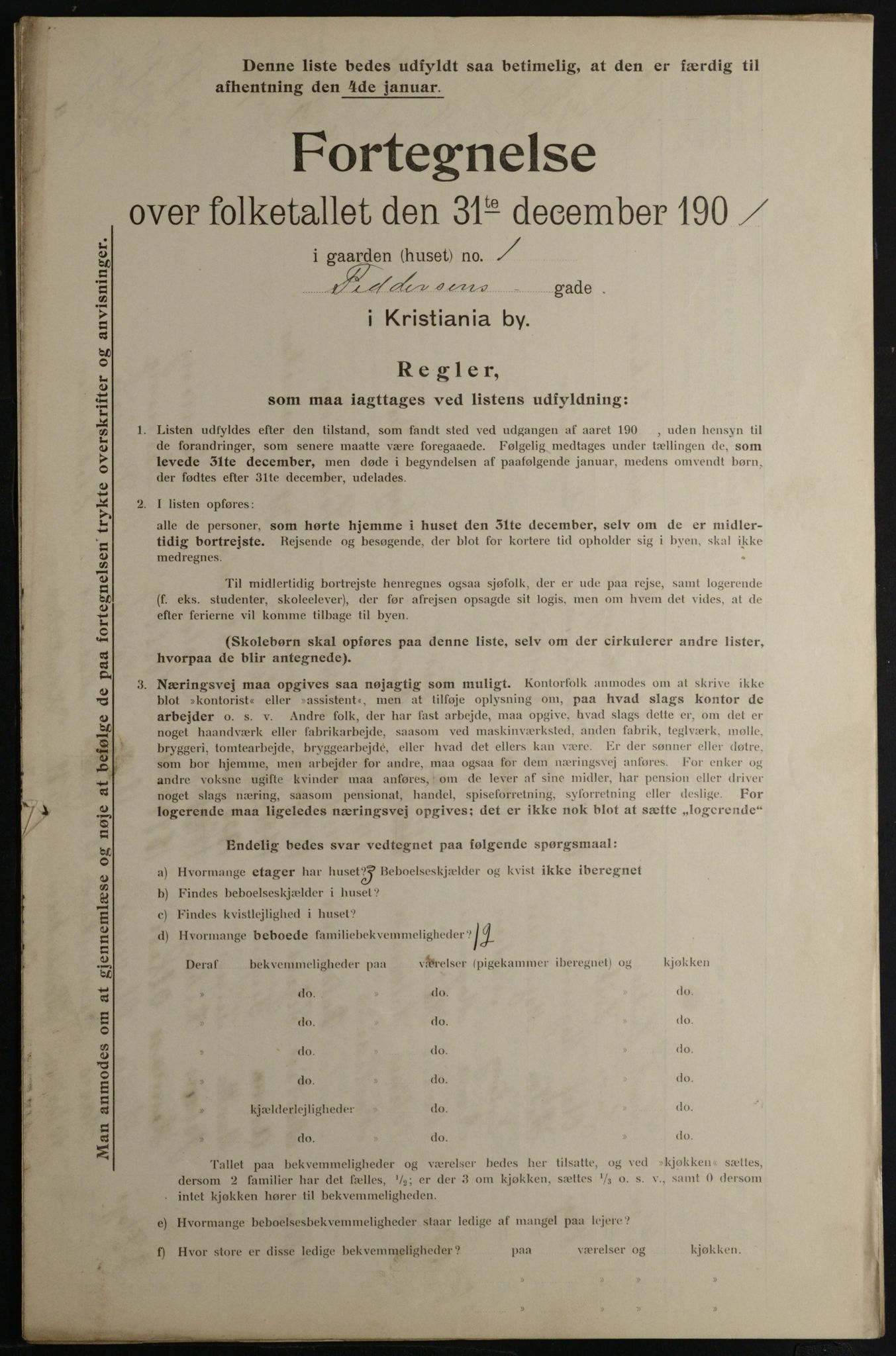 OBA, Municipal Census 1901 for Kristiania, 1901, p. 3873
