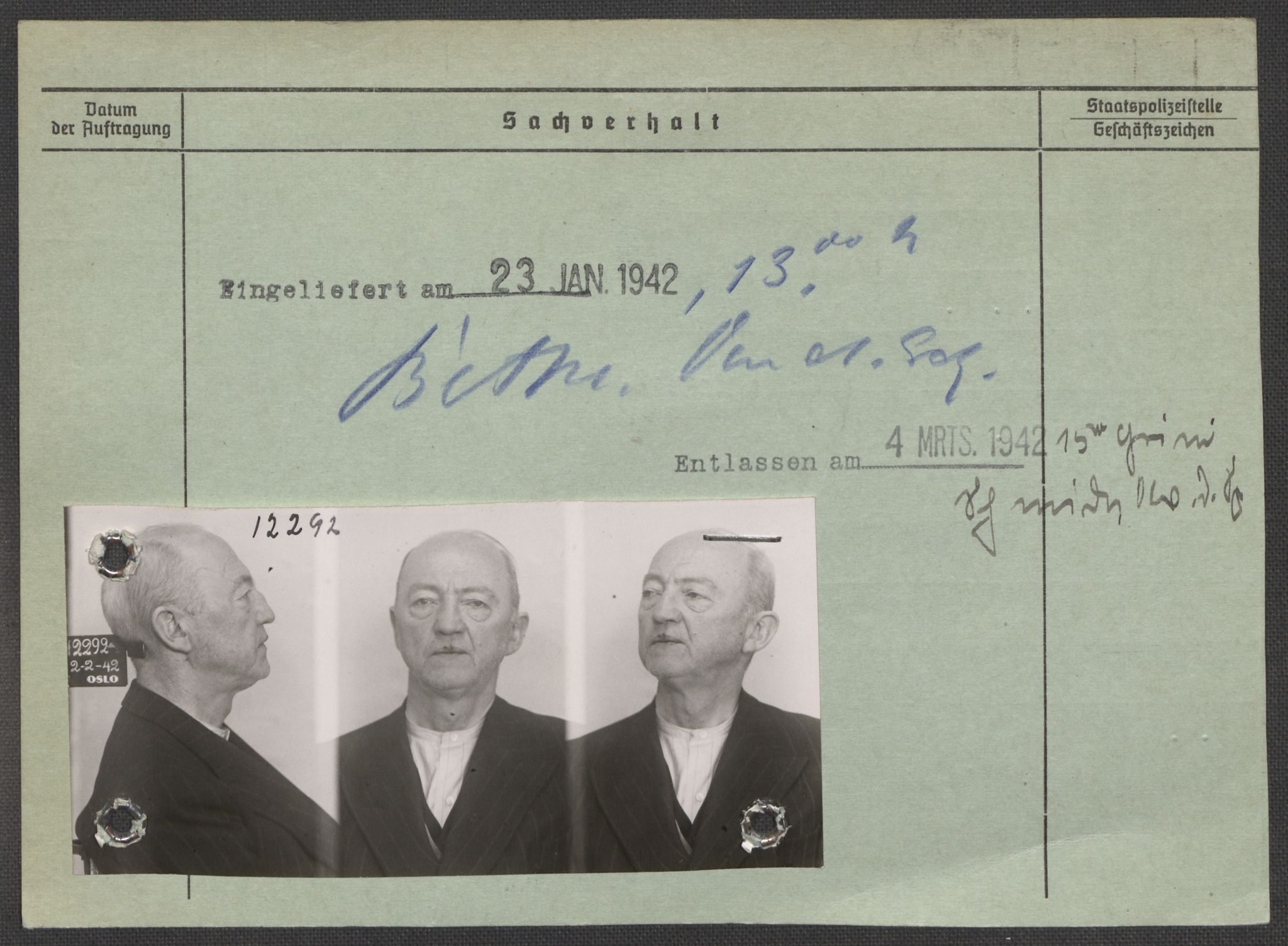 Befehlshaber der Sicherheitspolizei und des SD, AV/RA-RAFA-5969/E/Ea/Eaa/L0005: Register over norske fanger i Møllergata 19: Hø-Kj, 1940-1945, p. 1076