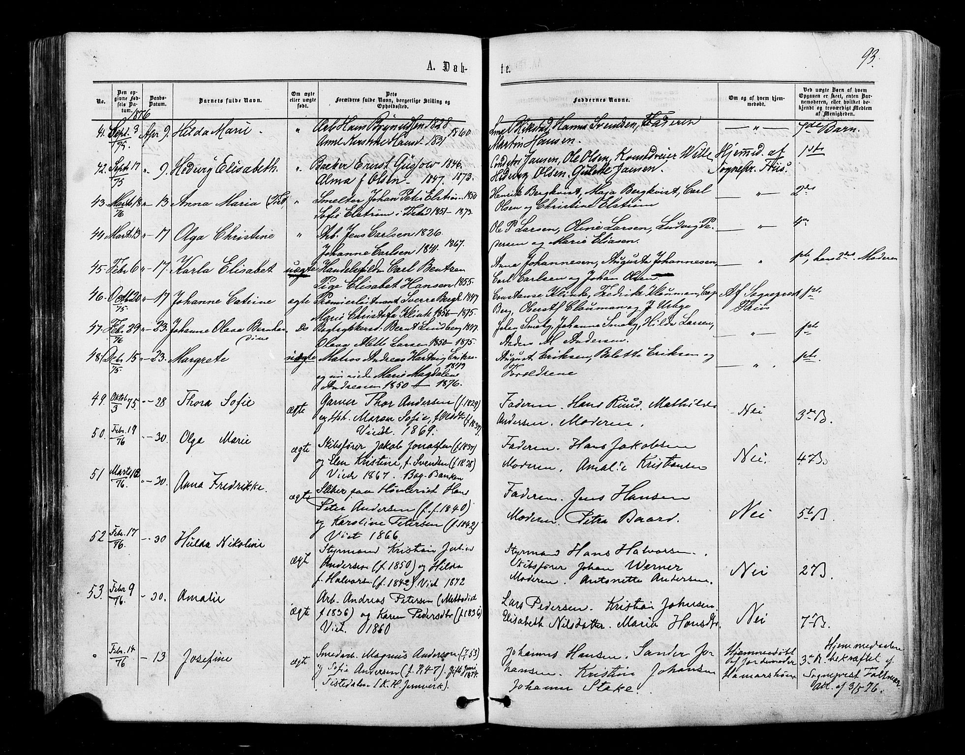 Halden prestekontor Kirkebøker, SAO/A-10909/F/Fa/L0009: Parish register (official) no. I 9, 1866-1877, p. 93