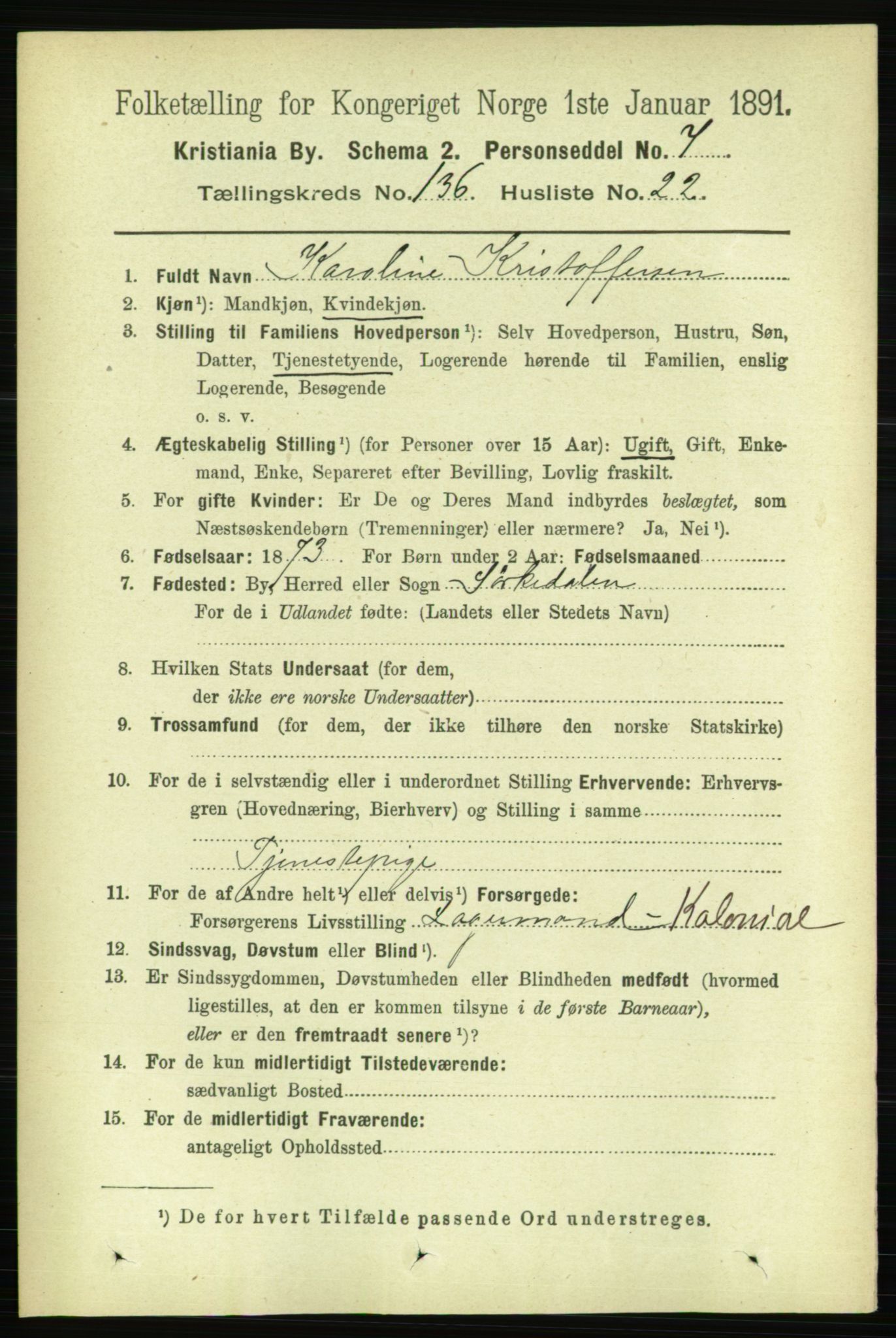RA, 1891 census for 0301 Kristiania, 1891, p. 75828