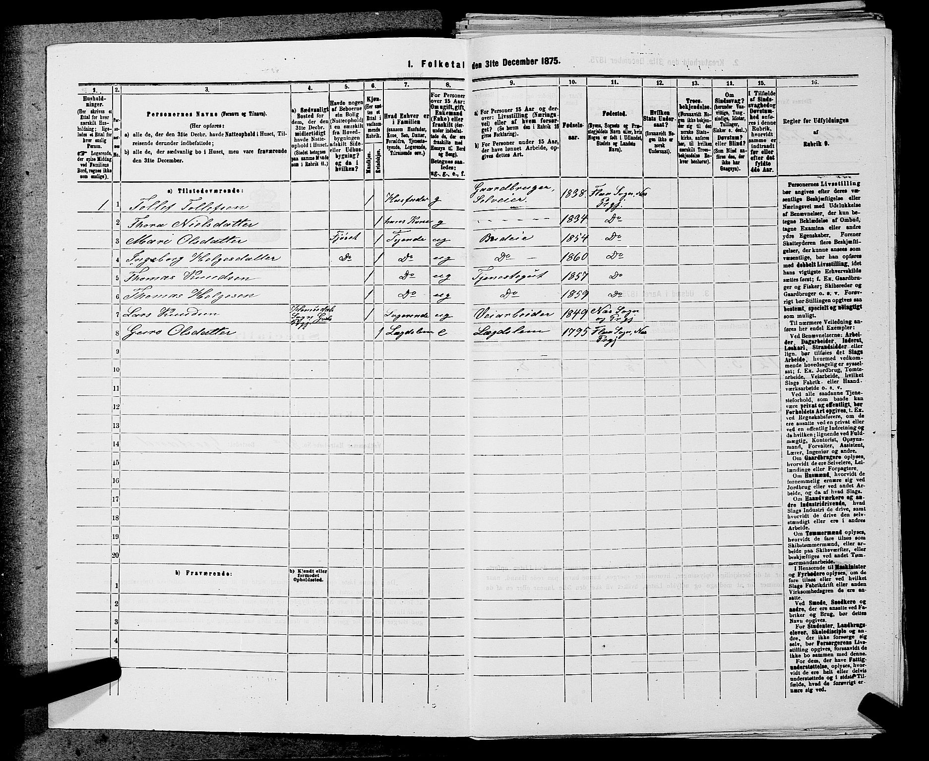 SAKO, 1875 census for 0616P Nes, 1875, p. 974