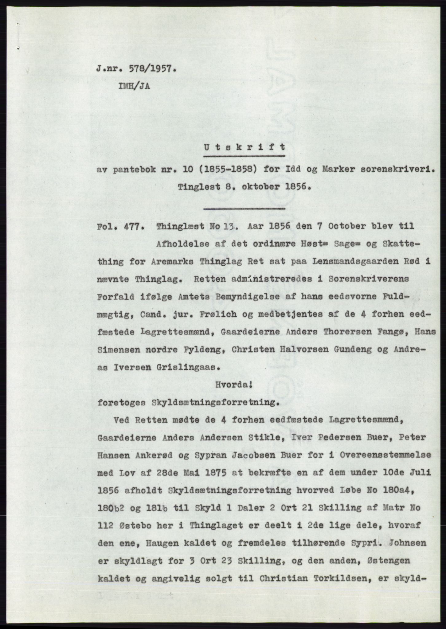 Statsarkivet i Oslo, SAO/A-10621/Z/Zd/L0006: Avskrifter, j.nr 5-792/1957, 1957, p. 351