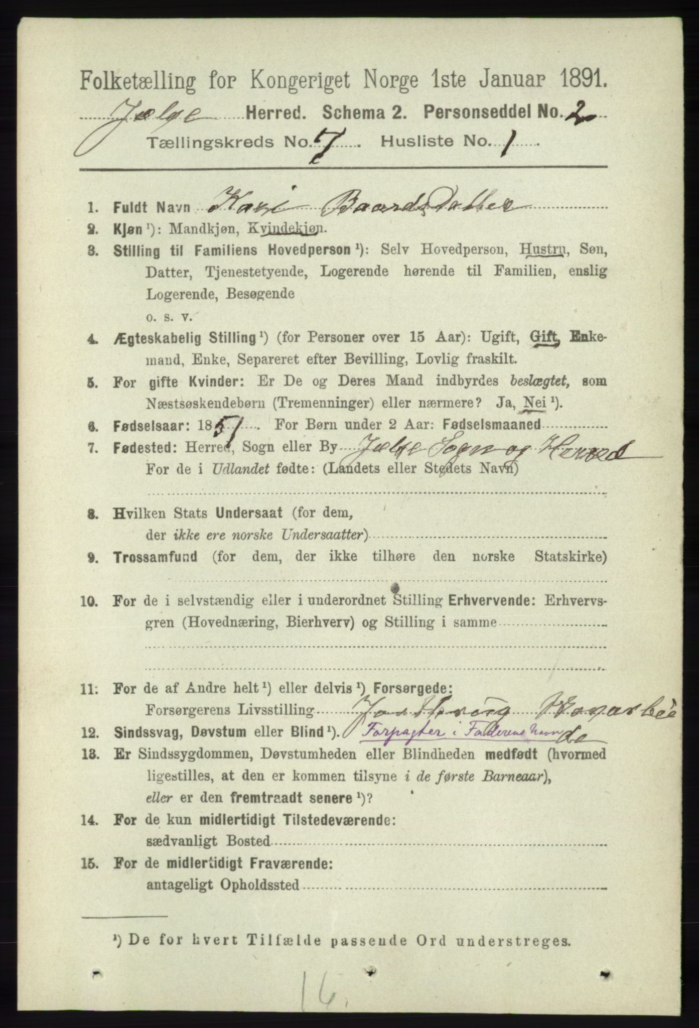 RA, 1891 census for 1138 Jelsa, 1891, p. 1547