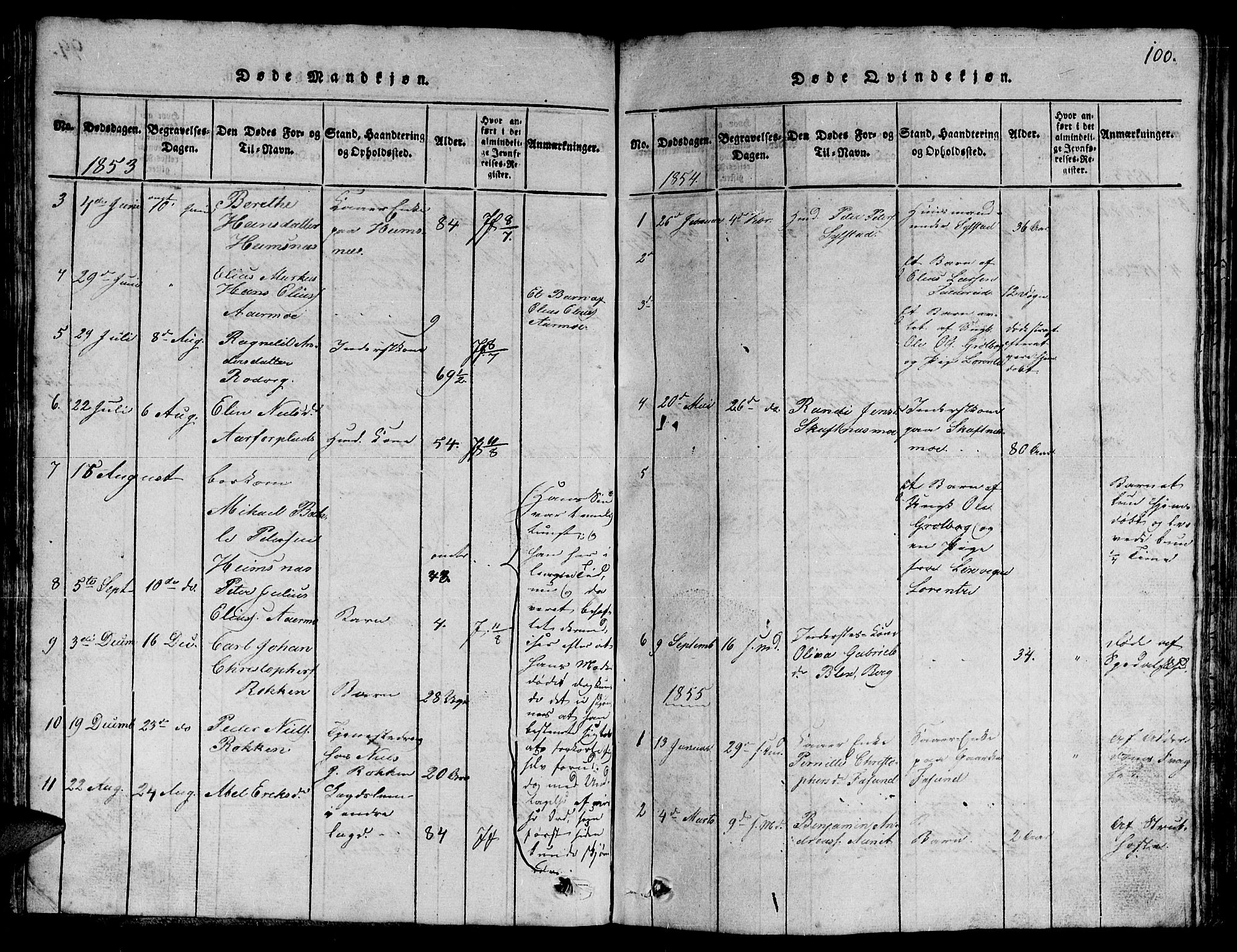 Ministerialprotokoller, klokkerbøker og fødselsregistre - Nord-Trøndelag, SAT/A-1458/780/L0648: Parish register (copy) no. 780C01 /3, 1815-1877, p. 100