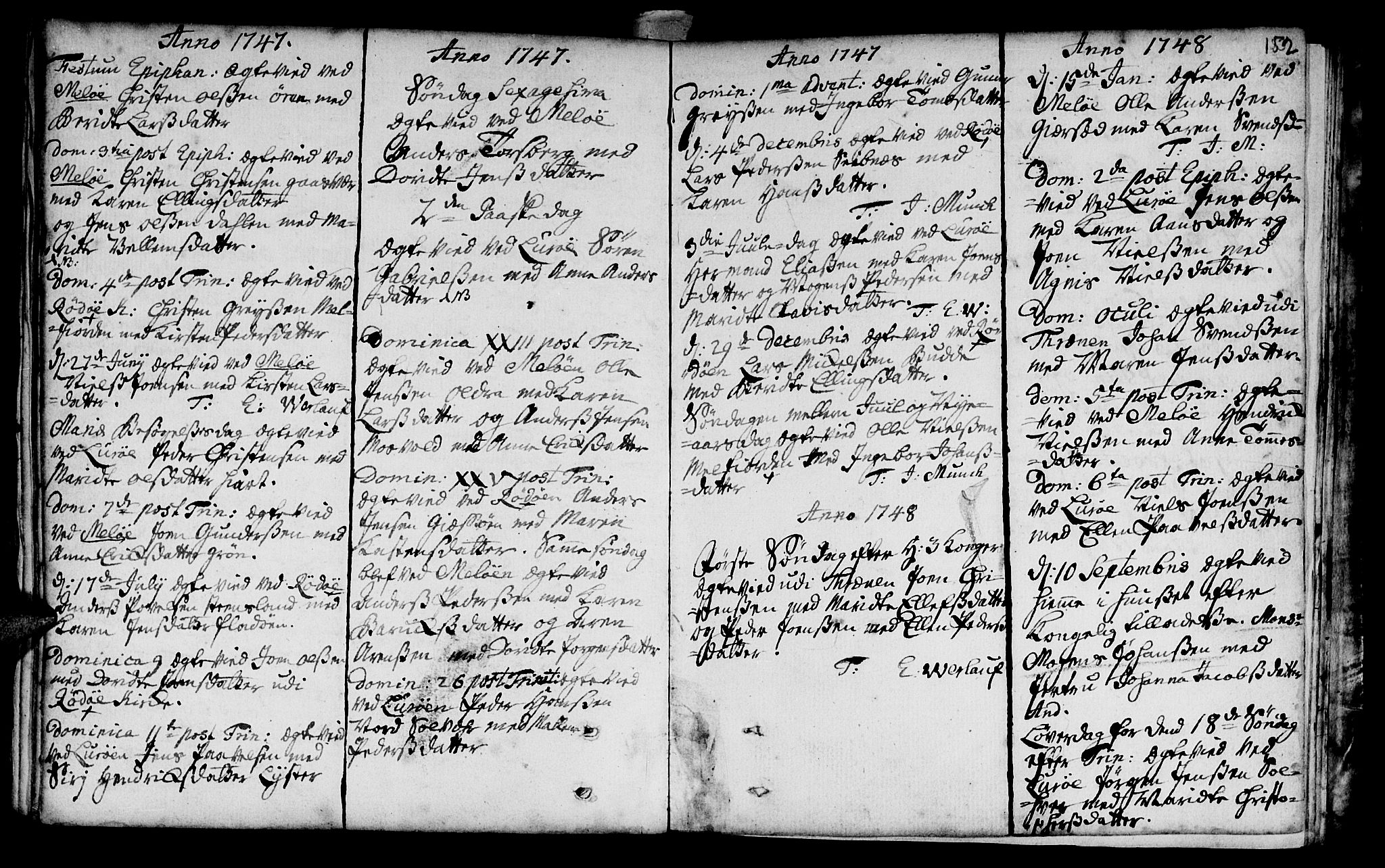 Ministerialprotokoller, klokkerbøker og fødselsregistre - Nordland, AV/SAT-A-1459/841/L0586: Parish register (official) no. 841A01, 1739-1750, p. 152