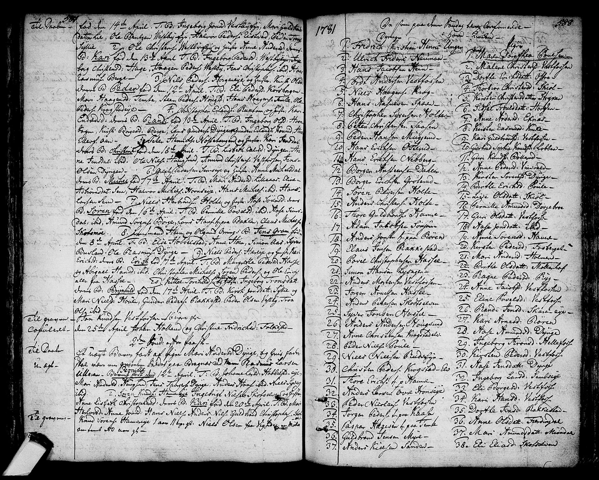 Eiker kirkebøker, SAKO/A-4/F/Fa/L0008: Parish register (official) no. I 8, 1764-1788, p. 587-588