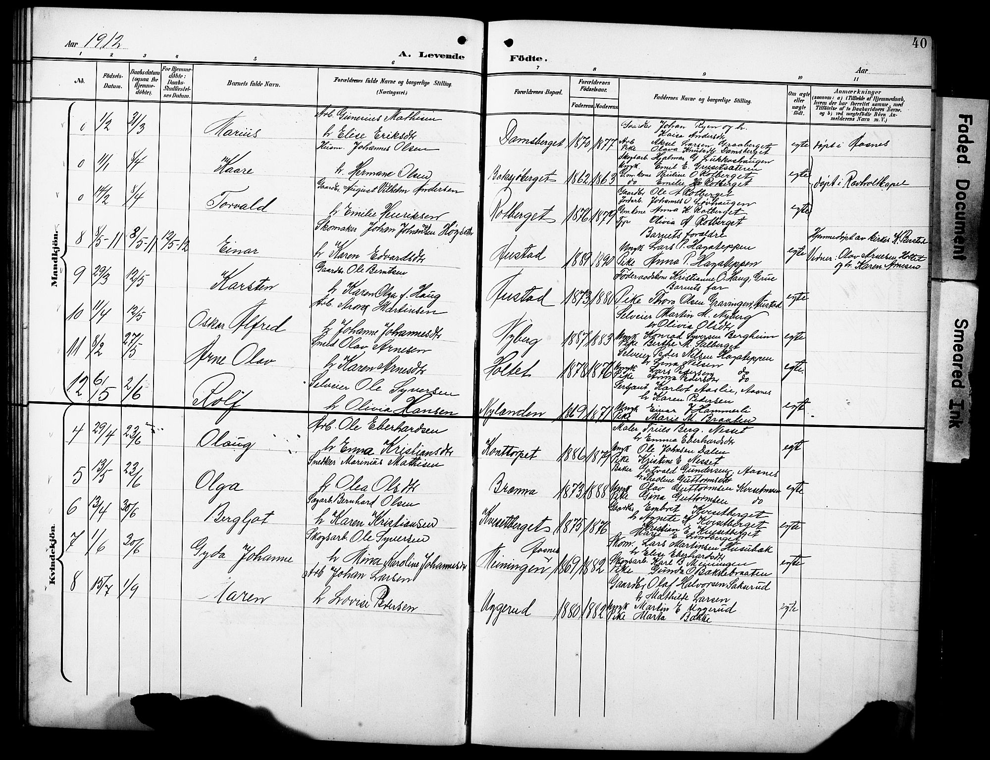 Hof prestekontor, AV/SAH-PREST-038/H/Ha/Hab/L0005: Parish register (copy) no. 5, 1899-1916, p. 40