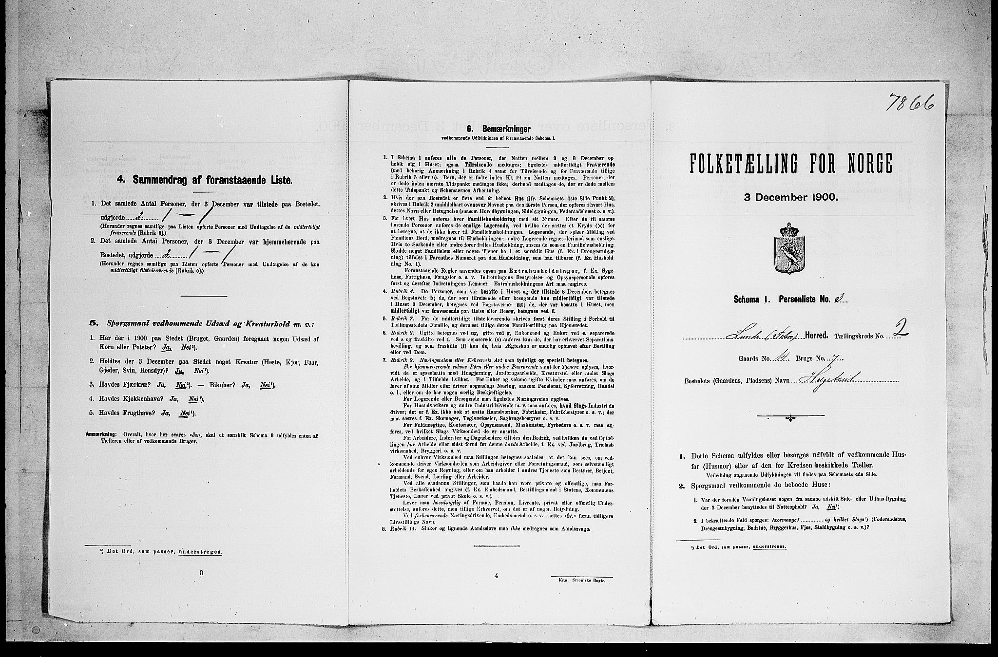 SAKO, 1900 census for Lunde, 1900, p. 163